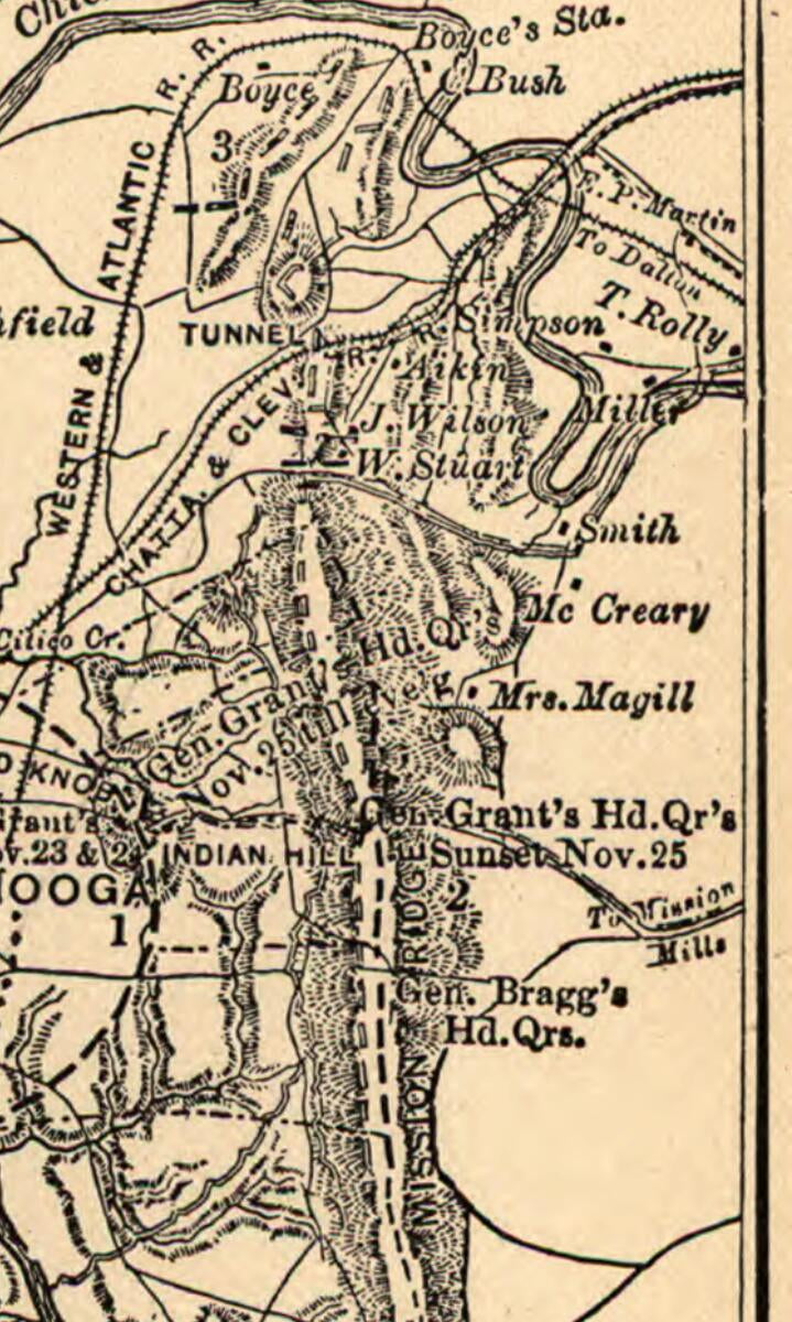 This old map of November 1863 from 1892 was created by 13th United States. Army. Illinois Infantry Regiment in 1892