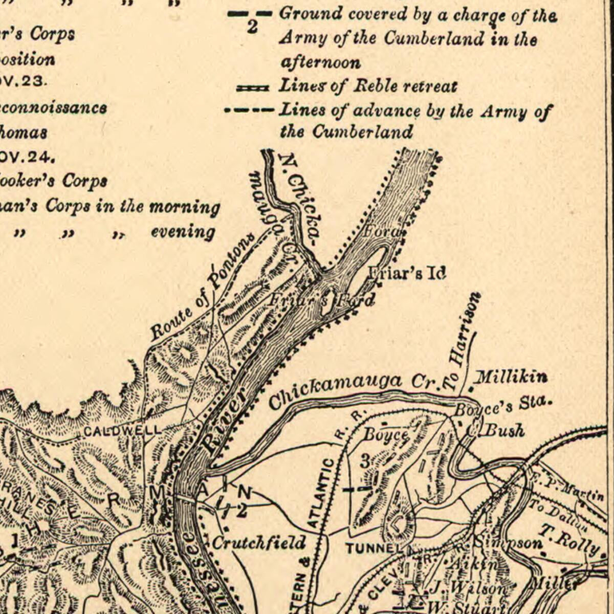 This old map of November 1863 from 1892 was created by 13th United States. Army. Illinois Infantry Regiment in 1892