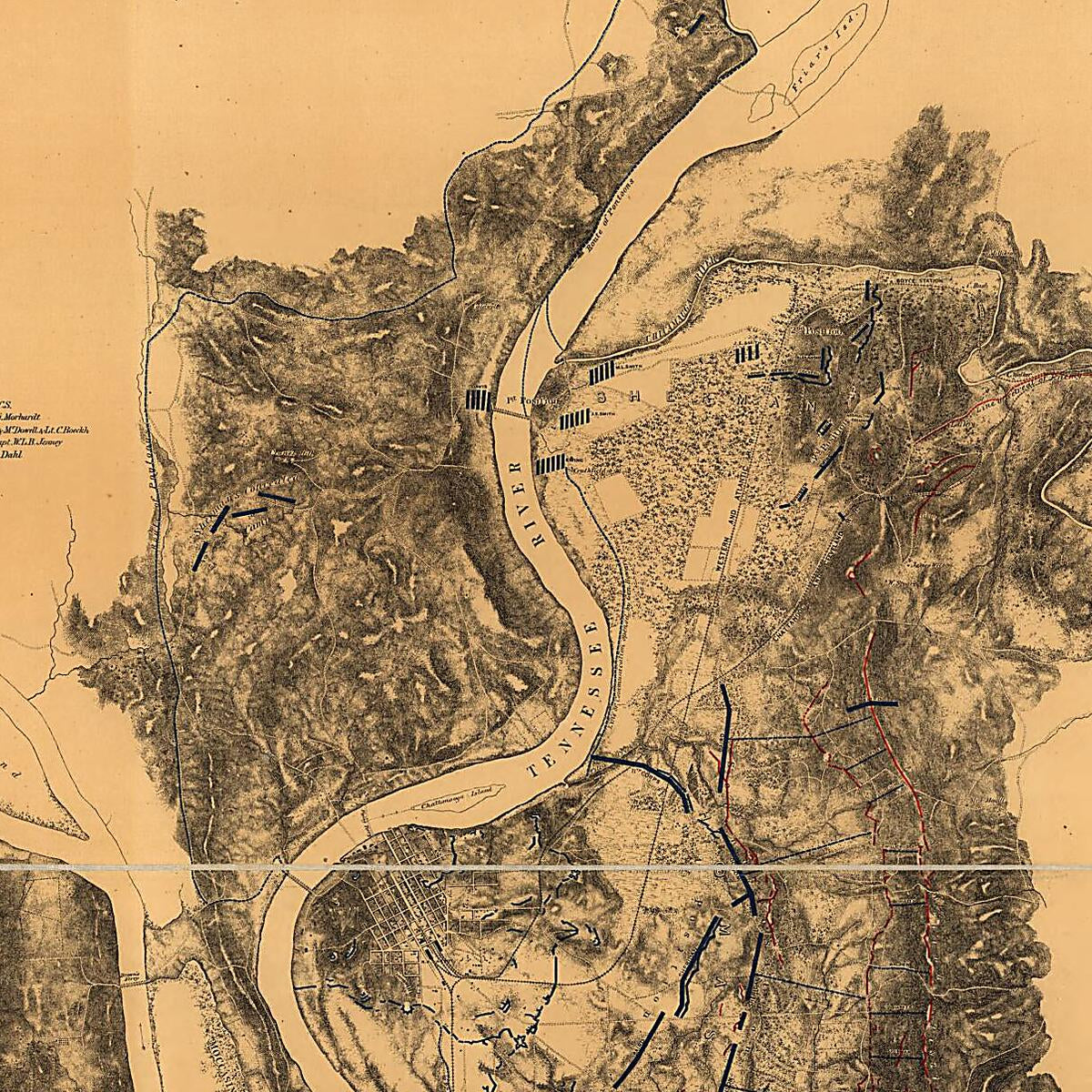 This old map of Map of the Battlefield of Chattanooga from 1875 was created by William F. Smith in 1875