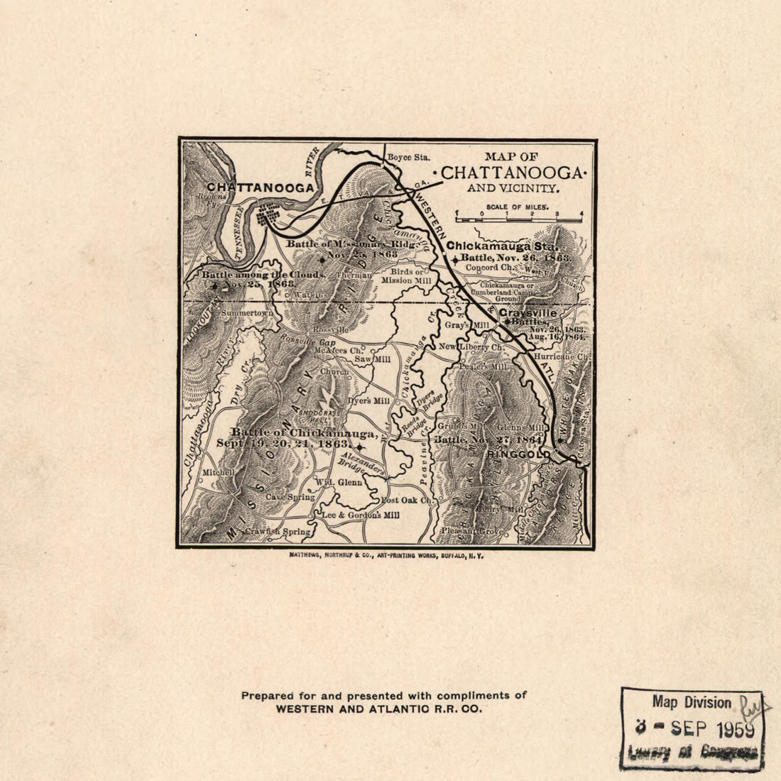This old map of from 1864 was created by Western and Atlantic Railroad Company in 1864