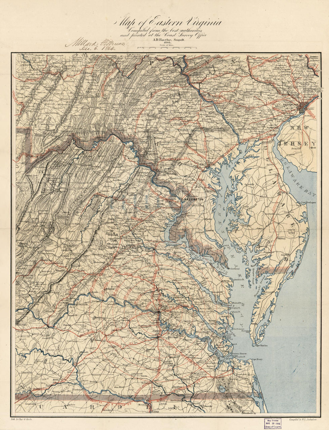This old map of Map of Eastern Virginia from 1864 was created by Millard Fillmore, W. L. Nicholson in 1864