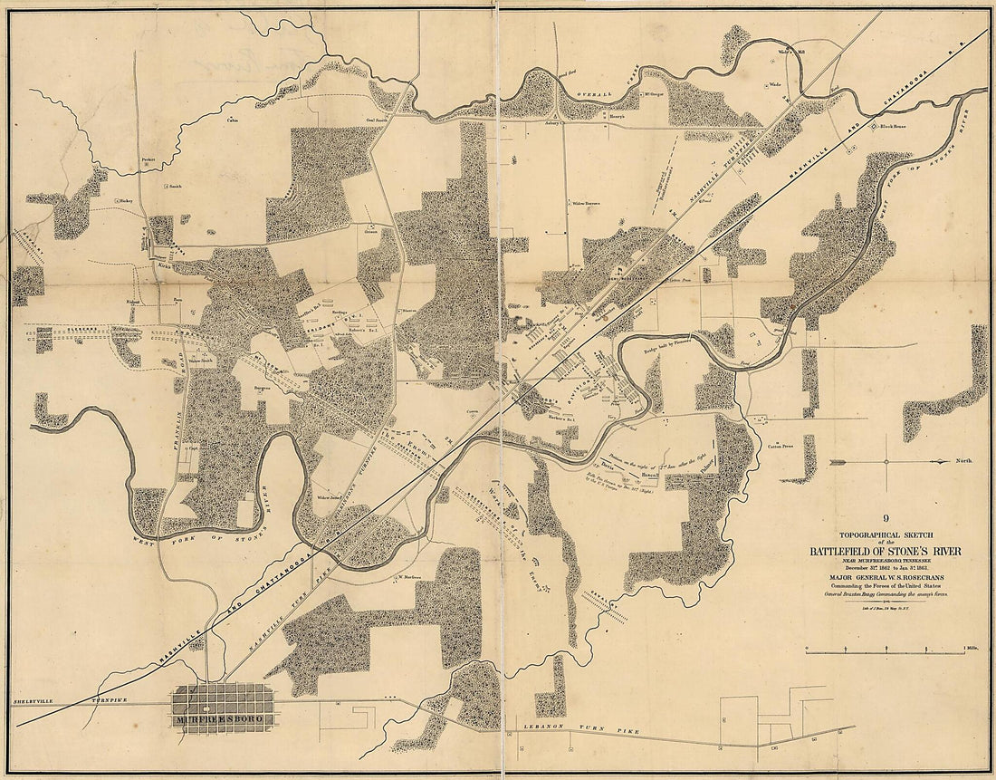 This old map of Topographical Sketch of the Battlefield of Stone&