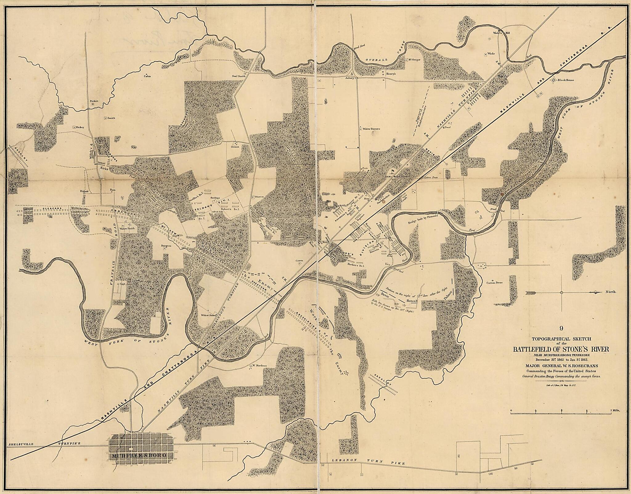 This old map of Topographical Sketch of the Battlefield of Stone&