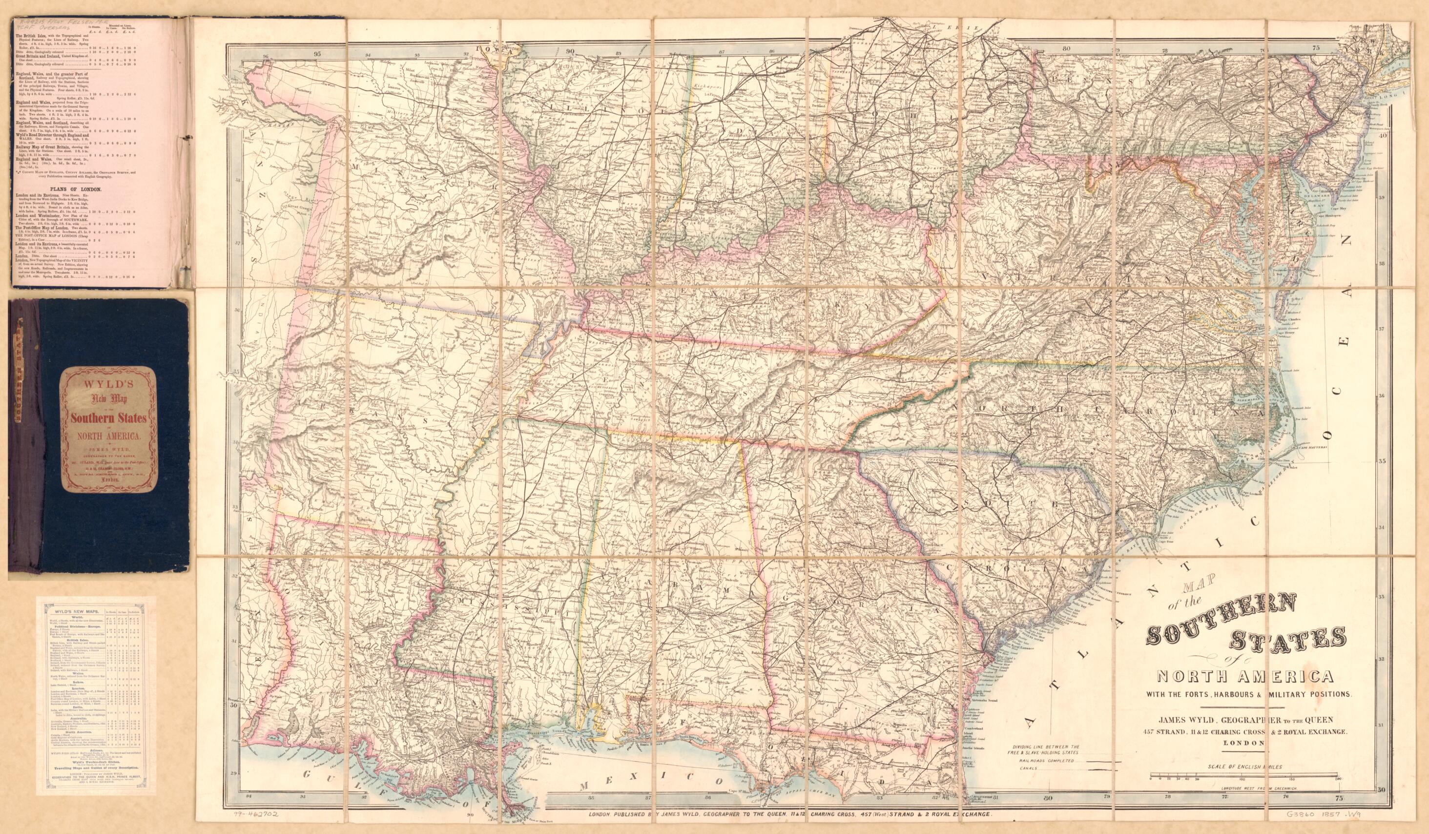 This old map of Map of the Southern States of North America : With the Forts, Harbours & Military Positions. (Wyld&