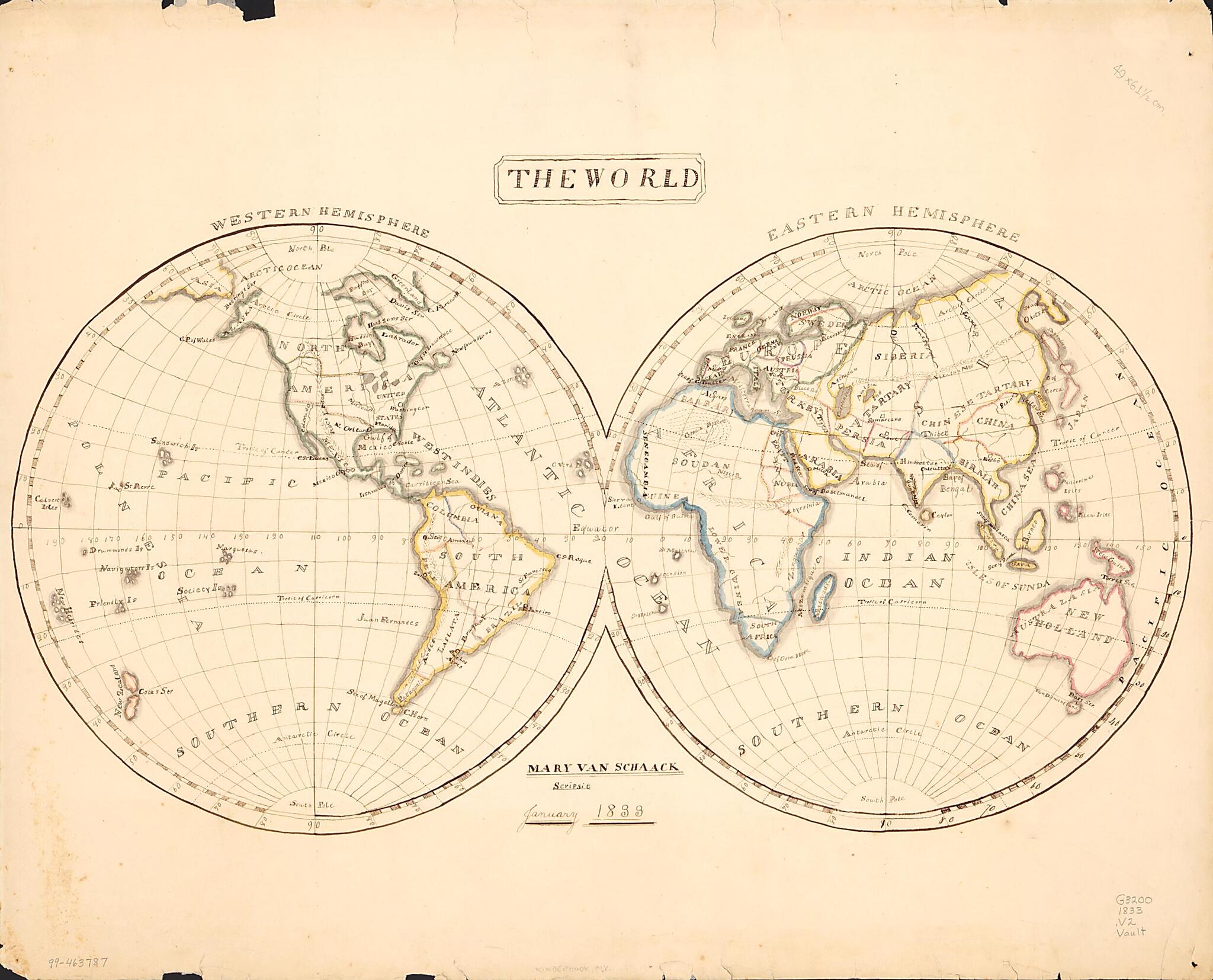 The World 1833 by Relic Map Company