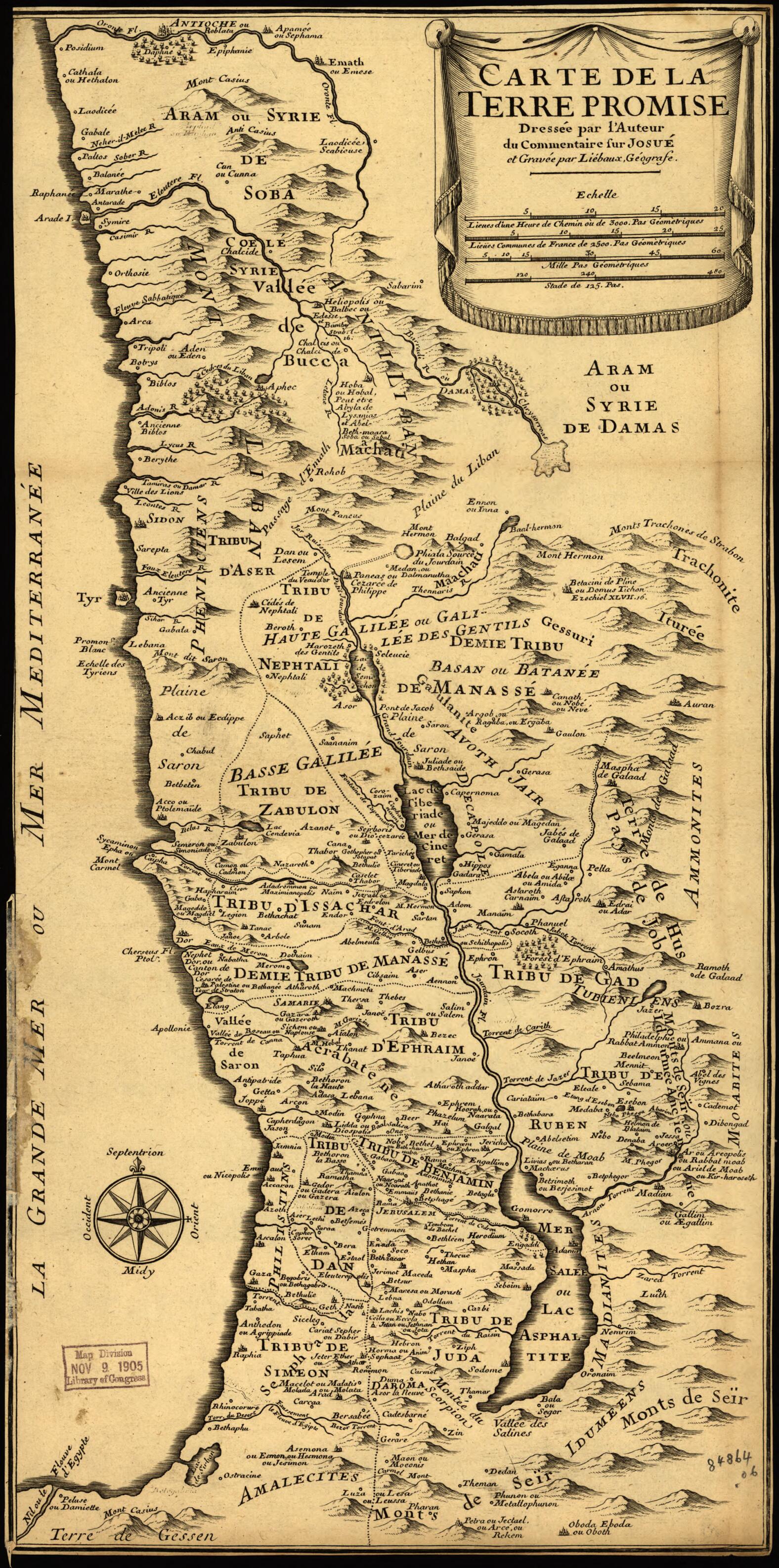 Carte De La Terre Promise 1720 by Relic Map Company