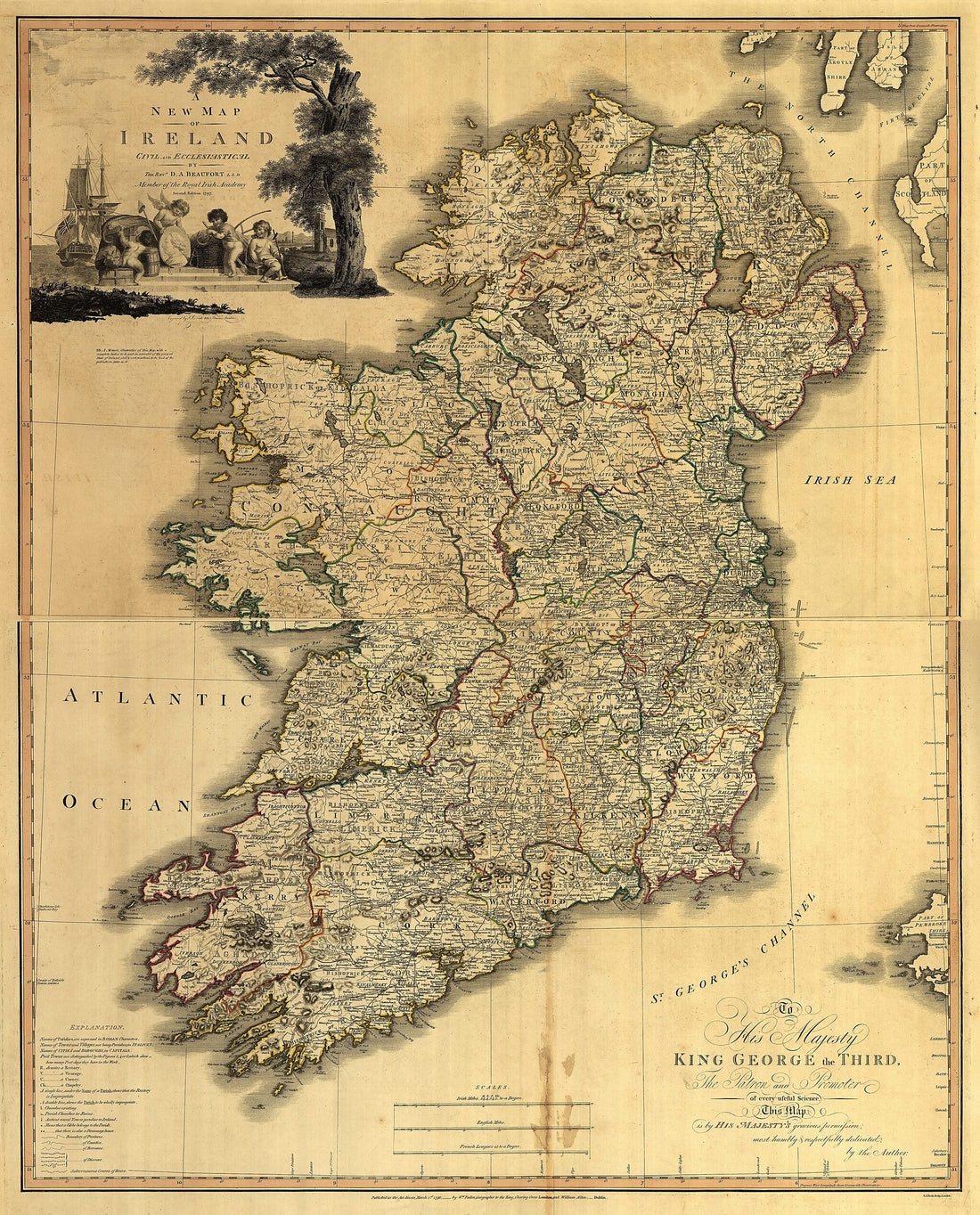 This old map of Memoir of a Map of Ireland from 1797 was created by Daniel Augustus Beaufort, William Faden, Samuel John Neele, W. Allen (Firm) in 1797