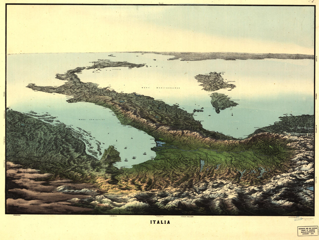 This old map of Italia from 1850 was created by in 1850