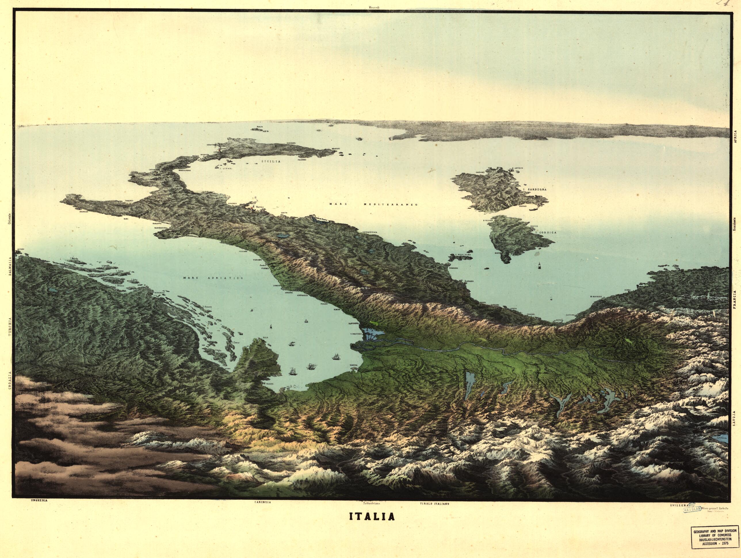 This old map of Italia from 1850 was created by in 1850