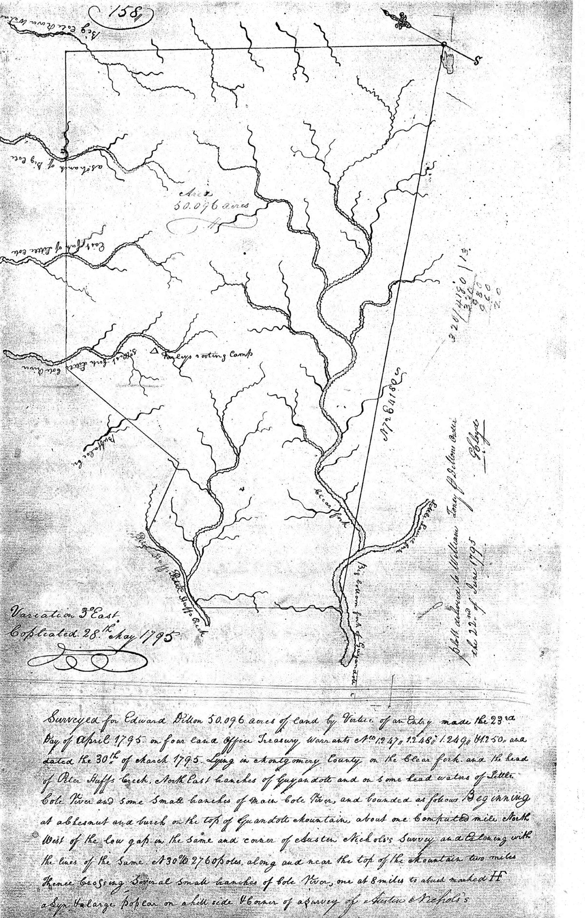 18th Century Map Including the Headwaters of the Big Cole River 03-30 by Relic Map Company