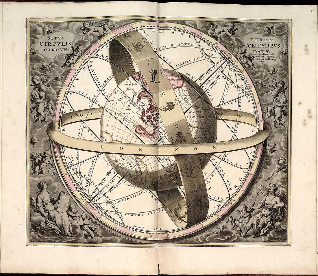 This old map of 12. Hemisphaeria Sphaerarum Rectae & Obliquae, Utriusque from Atlas Universalis Et Novus from 1708 was created by G. (Gerard) Valck in 1708