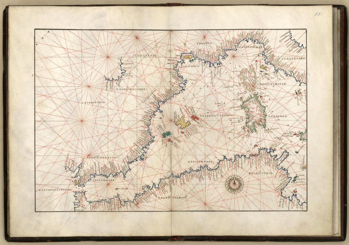 Western Mediterranean Sea from Portolan Atlas Containing 10 Maps 1544 by Relic Map Company
