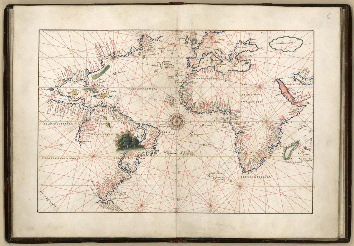 Atlantic Ocean from Portolan Atlas Containing 10 Maps 1544 by Relic Map Company