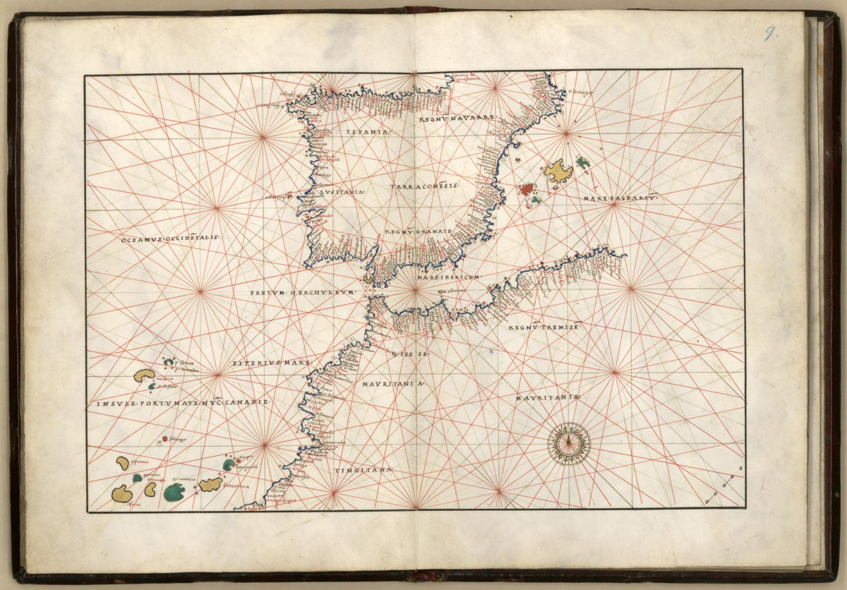 Straits of Gibraltar from Portolan Atlas Containing 10 Maps 1544 by Relic Map Company