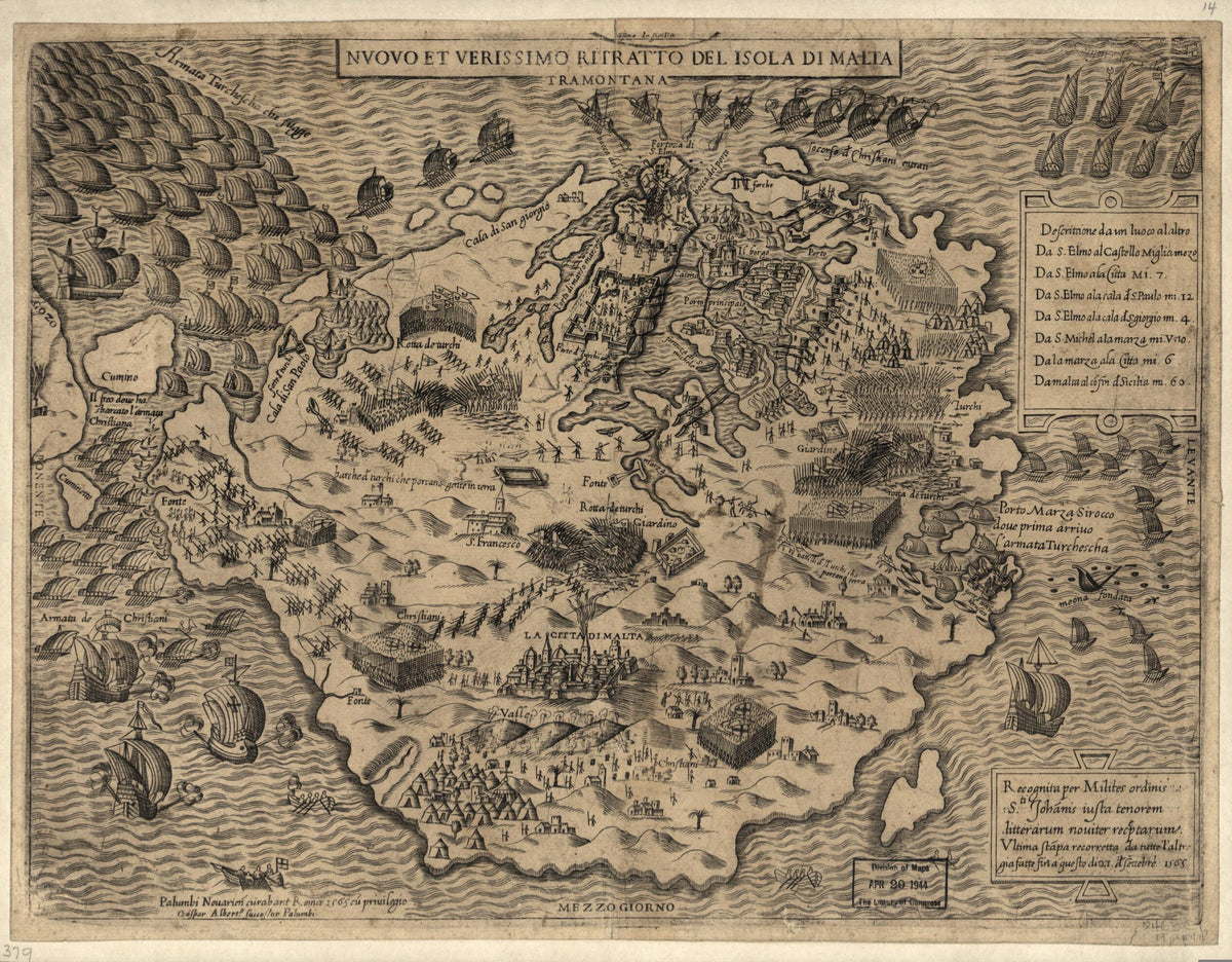 Malta, 1565 from Geografia Tavole Moderne Di Geografia. 1575 by Relic Map Company