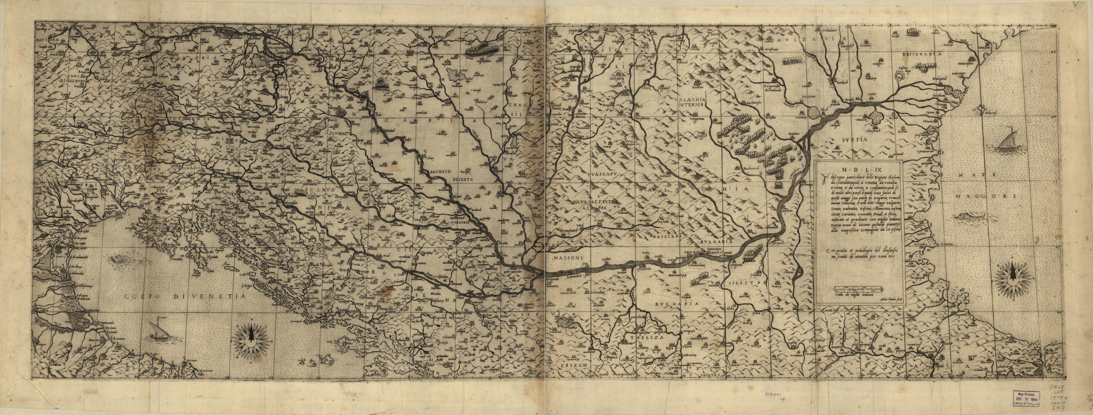 This old map of Europe from Geografia Tavole Moderne Di Geografia. from 1575 was created by Antoine Lafréry in 1575