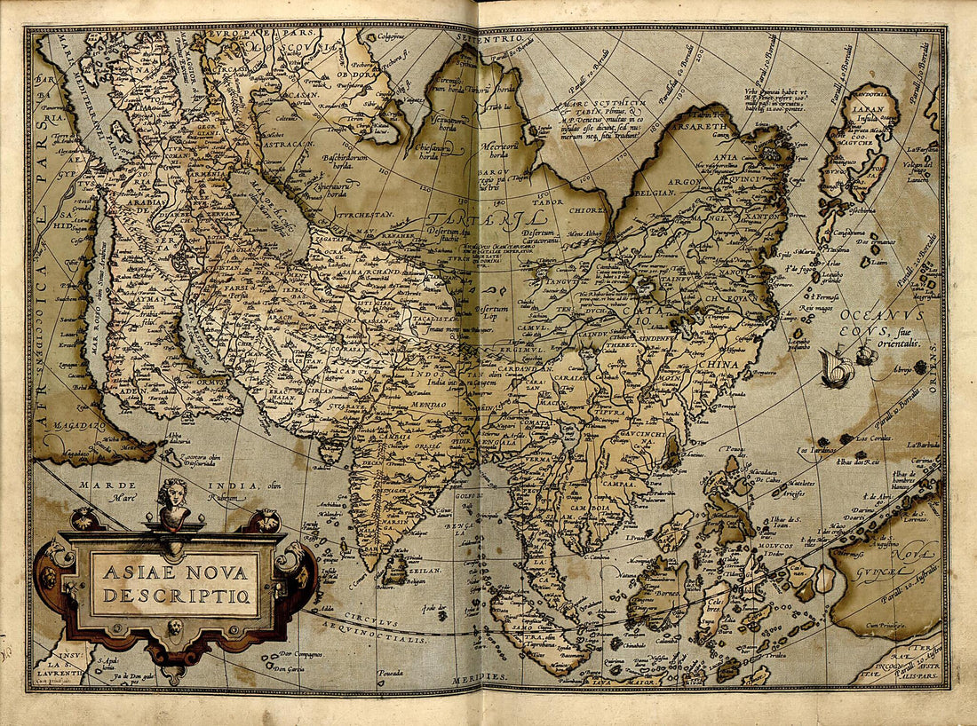 This old map of Asia from Theatrum Orbis Terrarum from 1570 was created by Abraham Ortelius in 1570