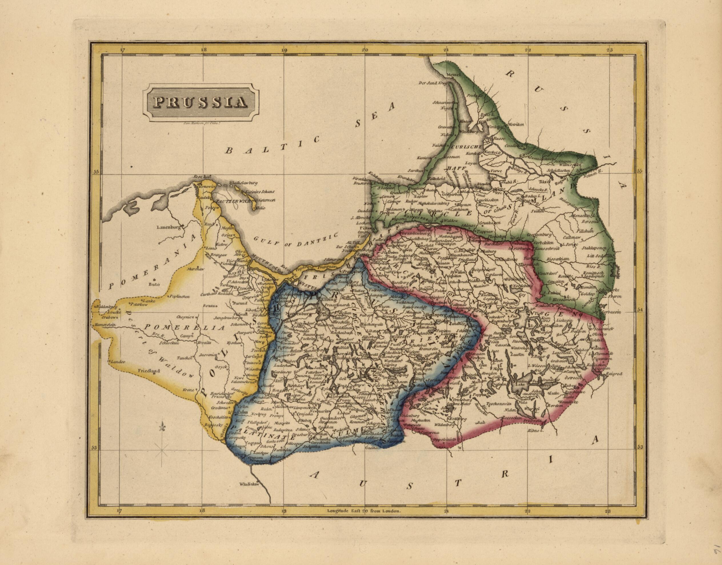 This old map of Prussia from a New and Elegant General Atlas, Containing Maps of Each of the United States from 1817 was created by Henry Schenck Tanner in 1817