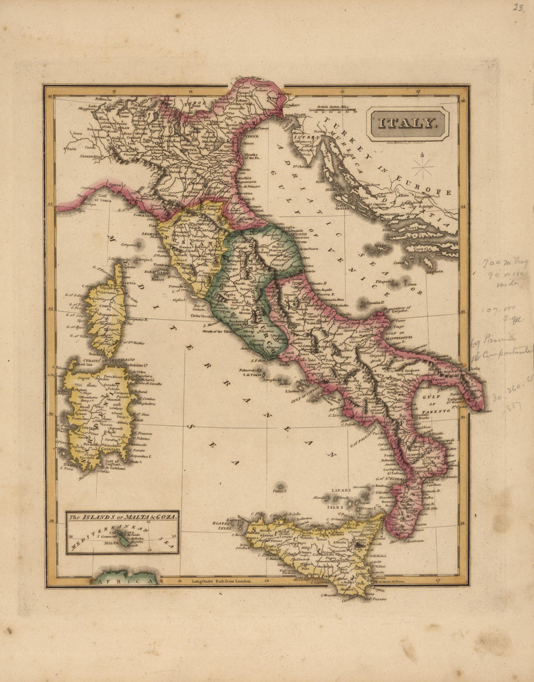 This old map of Italy from a New and Elegant General Atlas, Containing Maps of Each of the United States from 1817 was created by Henry Schenck Tanner in 1817