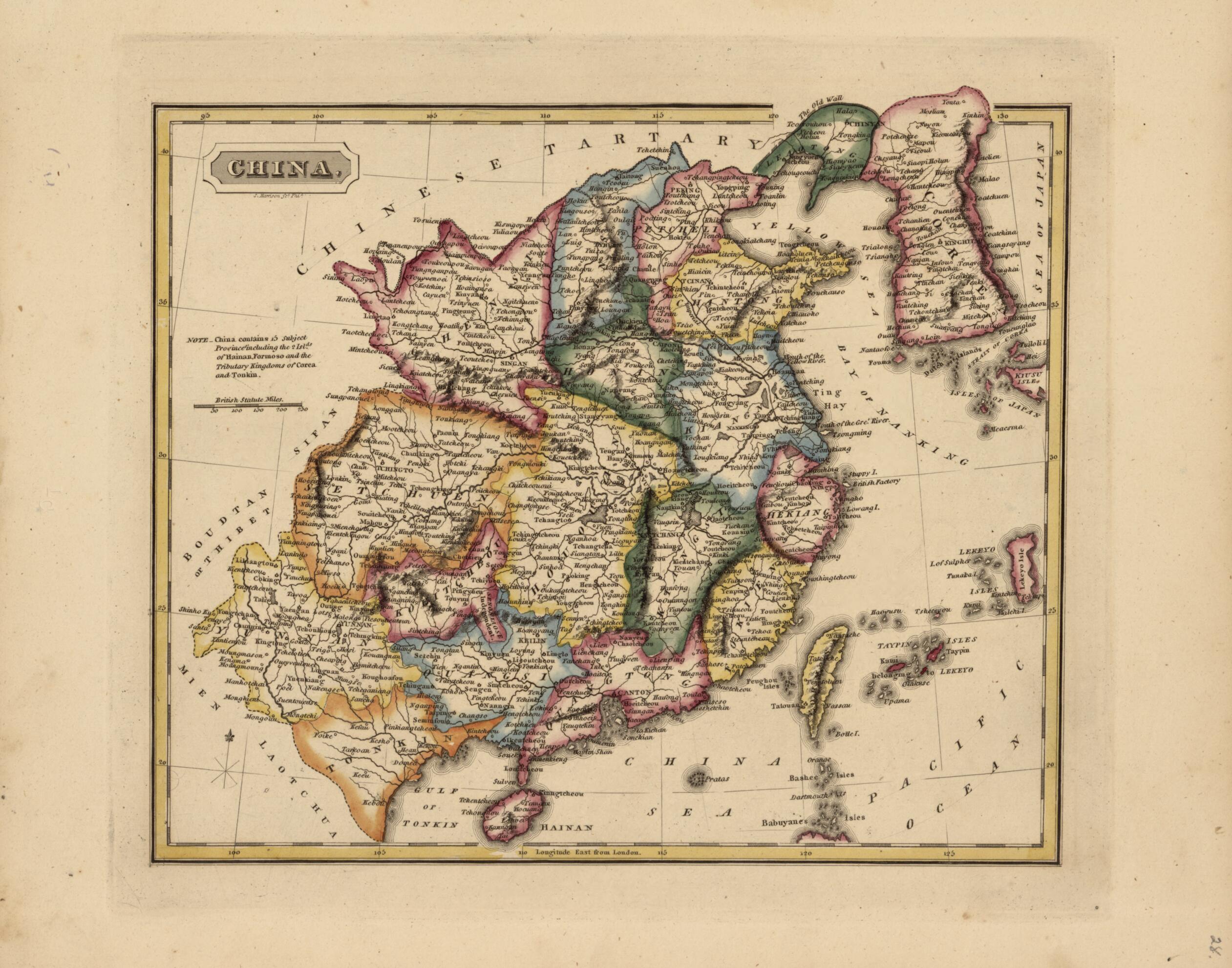 This old map of China from a New and Elegant General Atlas, Containing Maps of Each of the United States from 1817 was created by Henry Schenck Tanner in 1817