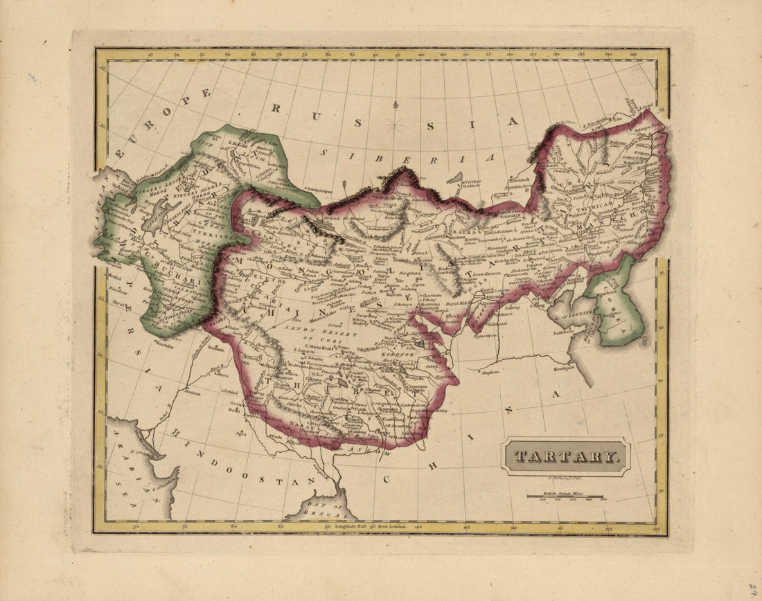 This old map of Tartary from a New and Elegant General Atlas, Containing Maps of Each of the United States from 1817 was created by Henry Schenck Tanner in 1817