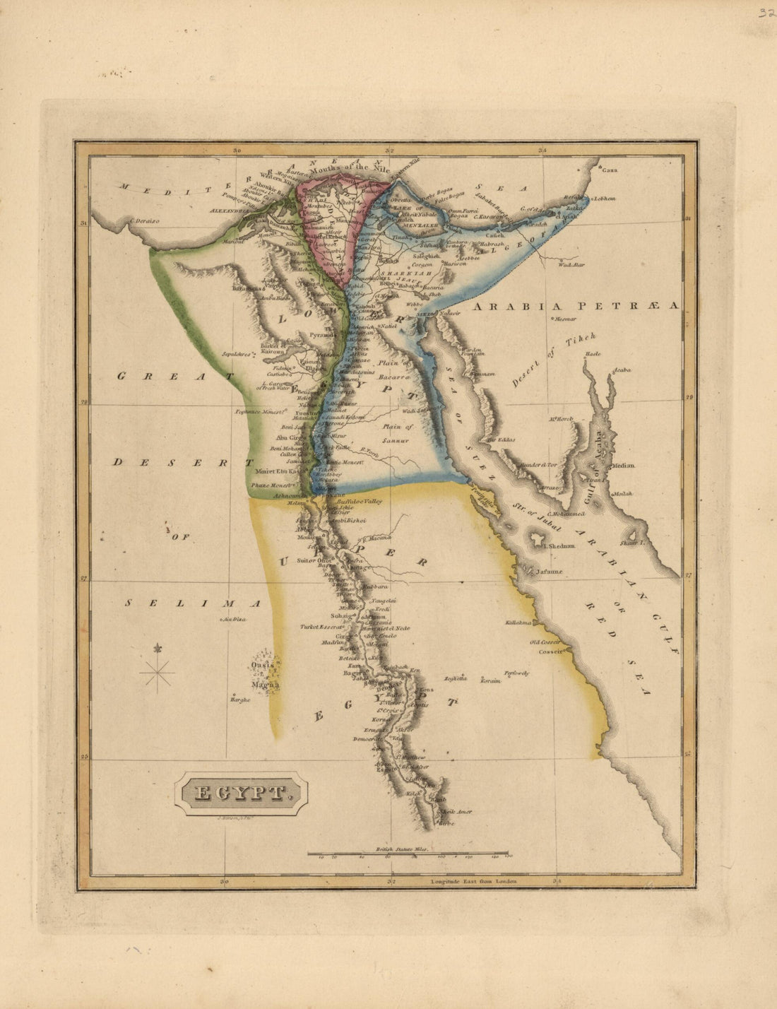 This old map of Egypt from a New and Elegant General Atlas, Containing Maps of Each of the United States from 1817 was created by Henry Schenck Tanner in 1817