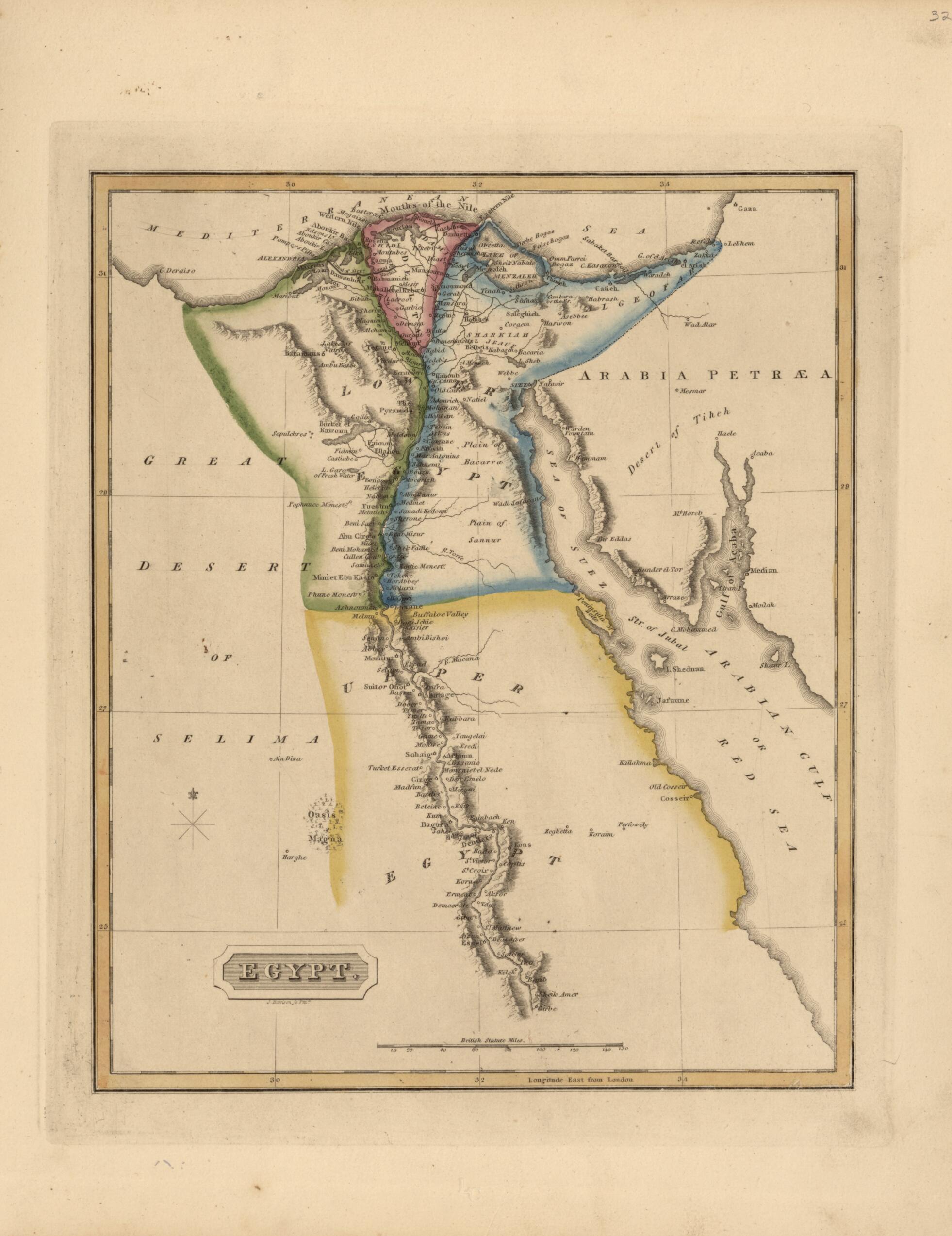 This old map of Egypt from a New and Elegant General Atlas, Containing Maps of Each of the United States from 1817 was created by Henry Schenck Tanner in 1817