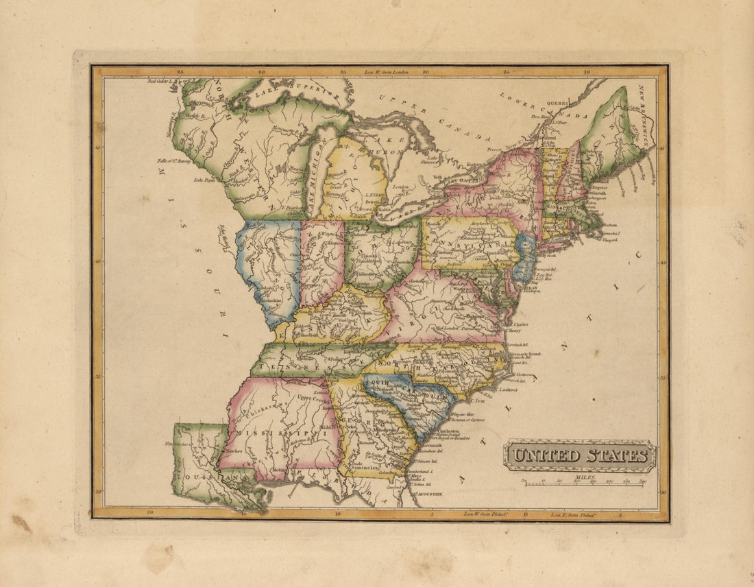 This old map of United States from a New and Elegant General Atlas, Containing Maps of Each of the United States from 1817 was created by Henry Schenck Tanner in 1817