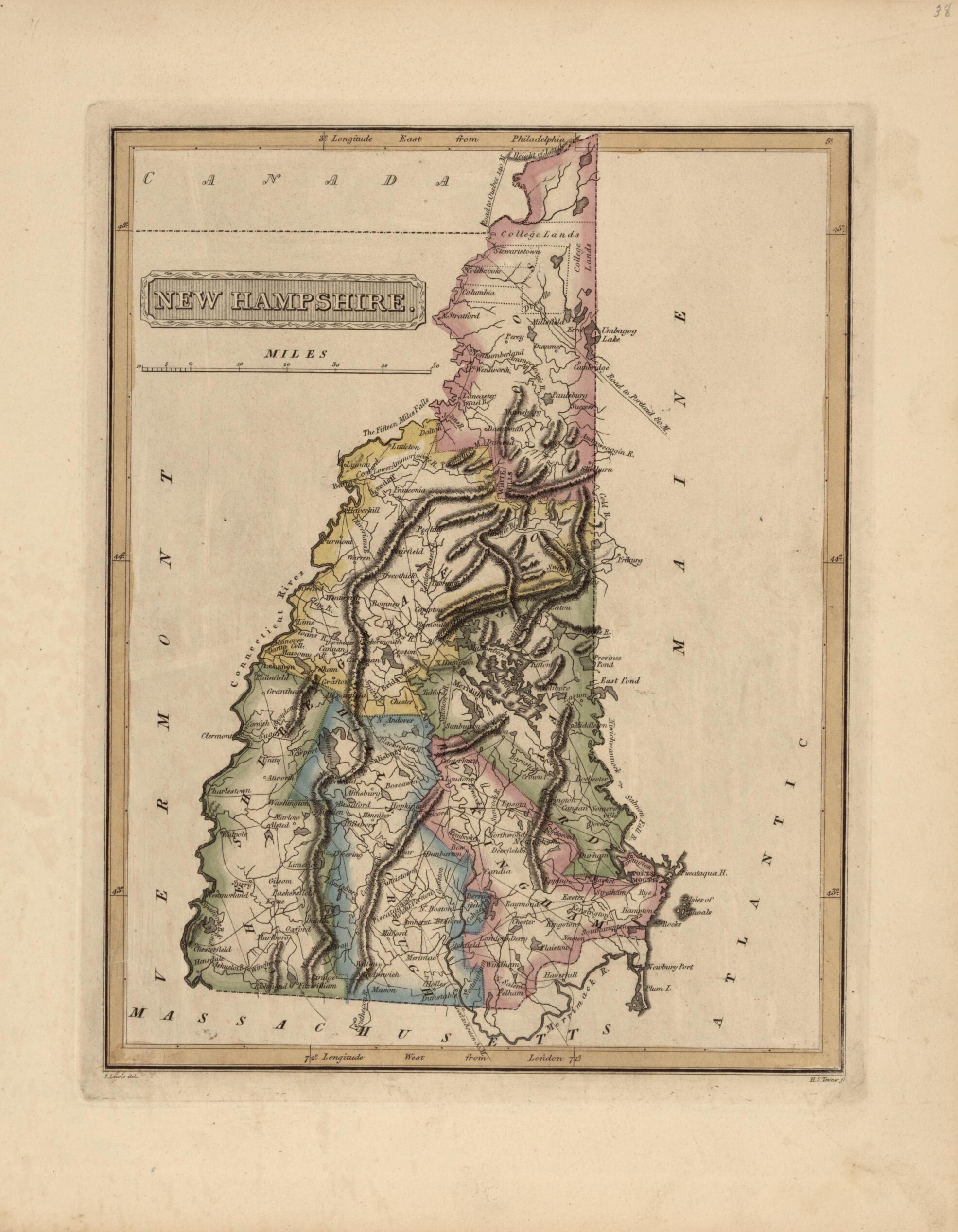 This old map of New Hampshire from a New and Elegant General Atlas, Containing Maps of Each of the United States from 1817 was created by Henry Schenck Tanner in 1817