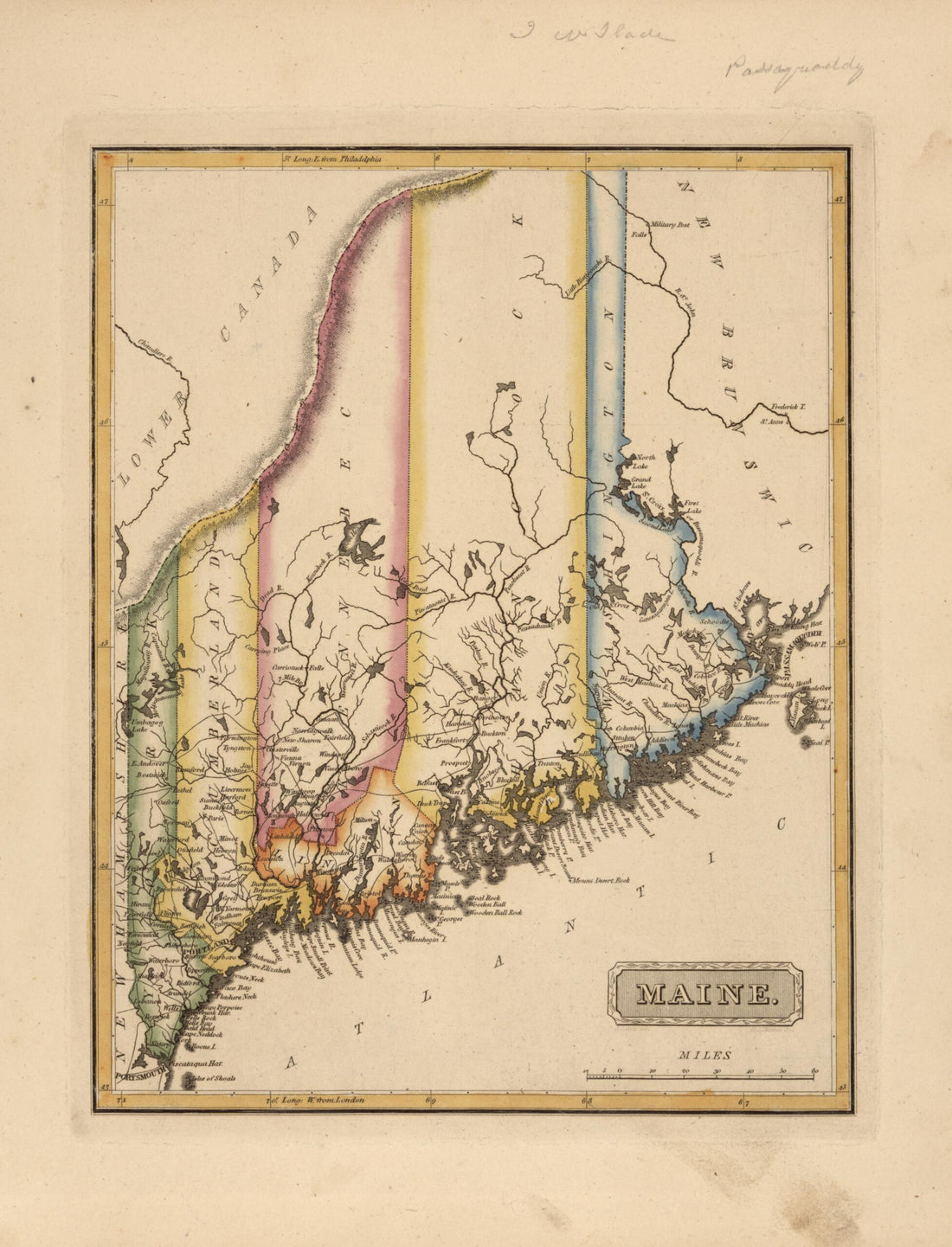 This old map of Maine from a New and Elegant General Atlas, Containing Maps of Each of the United States from 1817 was created by Henry Schenck Tanner in 1817