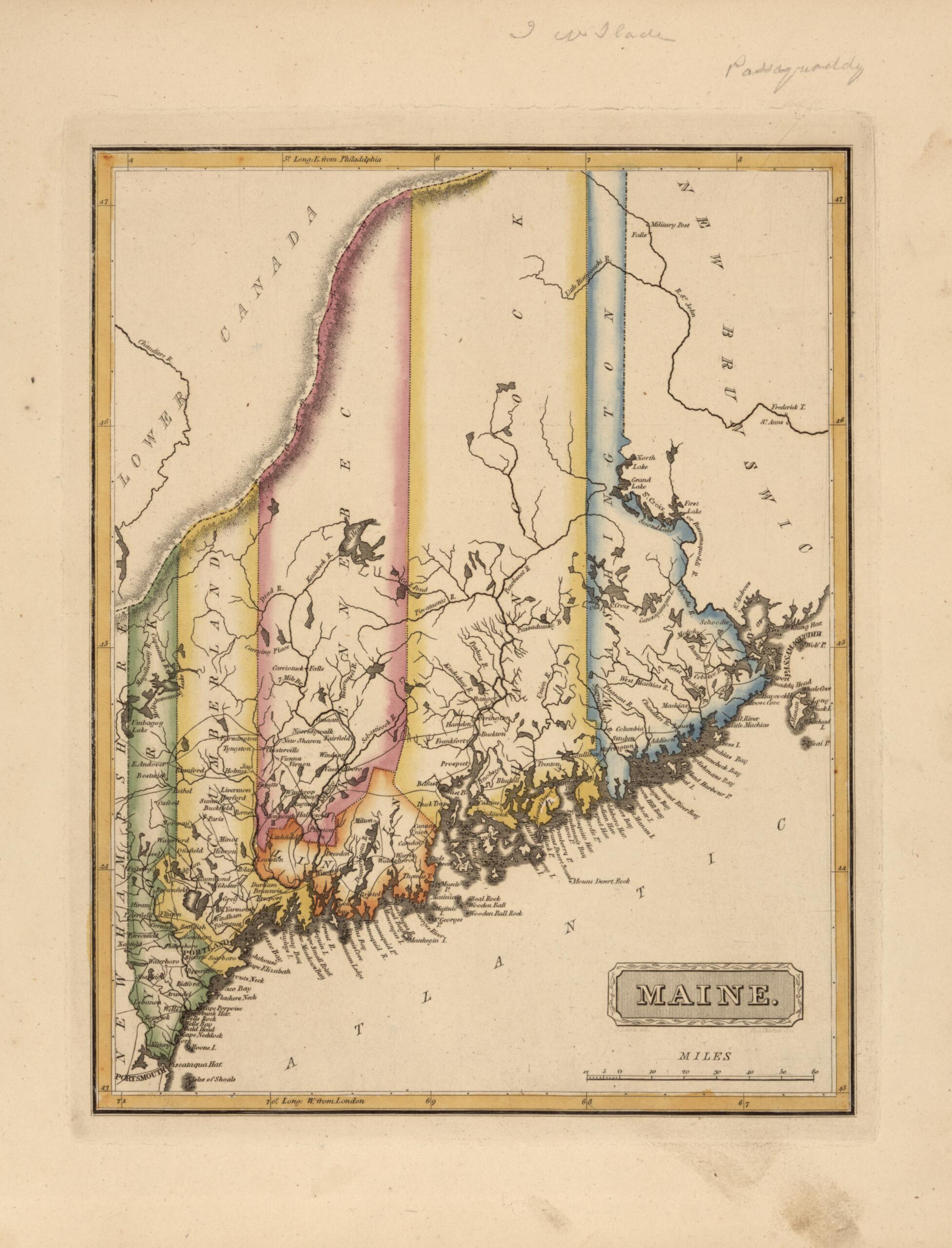 This old map of Maine from a New and Elegant General Atlas, Containing Maps of Each of the United States from 1817 was created by Henry Schenck Tanner in 1817