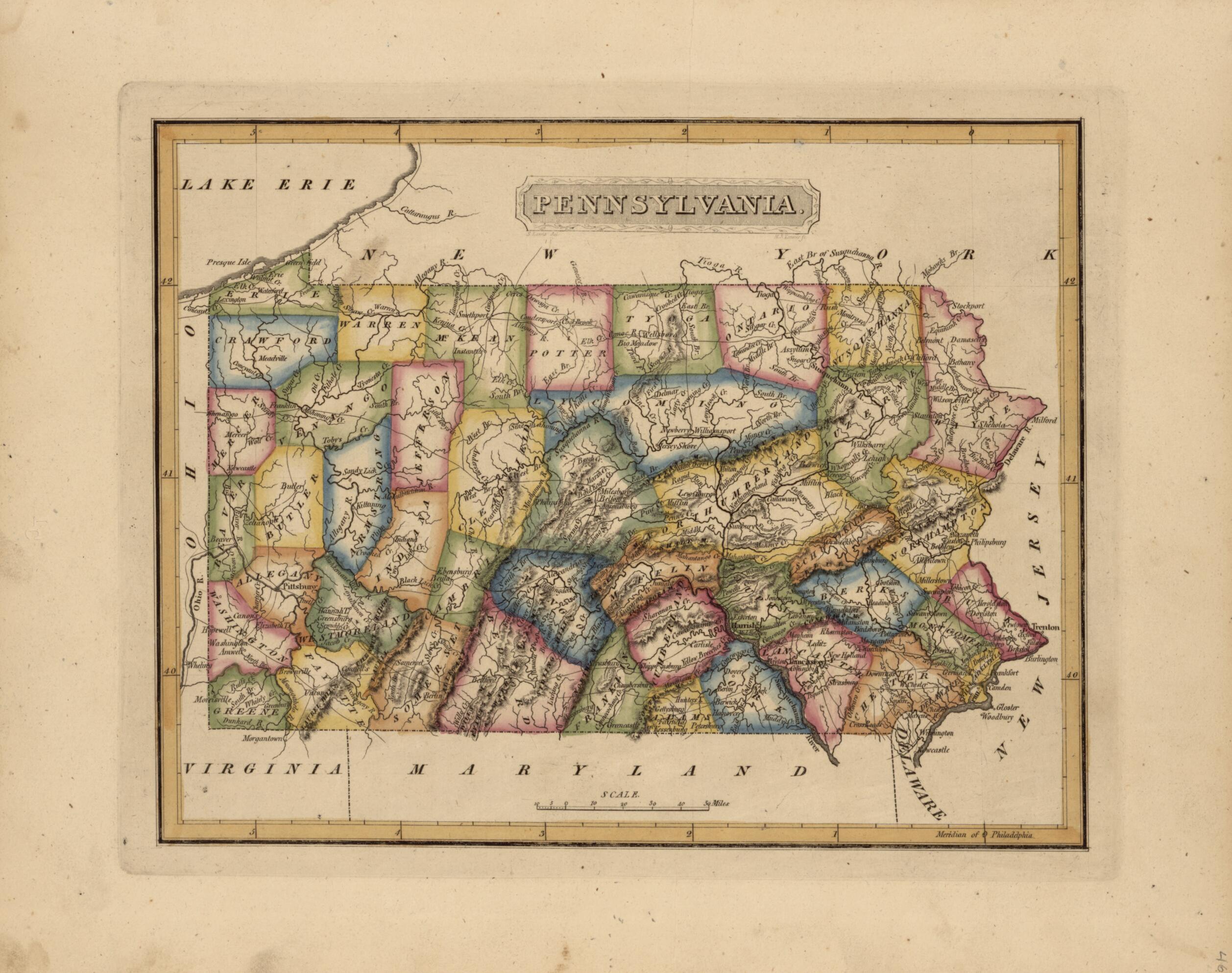 This old map of Pennsylvania from a New and Elegant General Atlas, Containing Maps of Each of the United States from 1817 was created by Henry Schenck Tanner in 1817