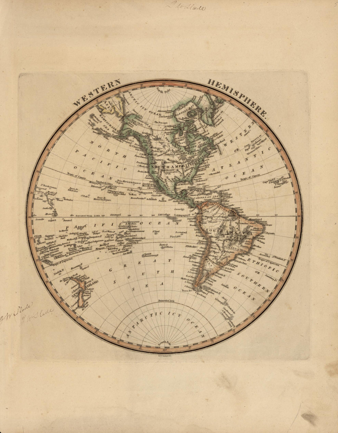 This old map of Western Hemisphere from a New and Elegant General Atlas, Containing Maps of Each of the United States from 1817 was created by Henry Schenck Tanner in 1817