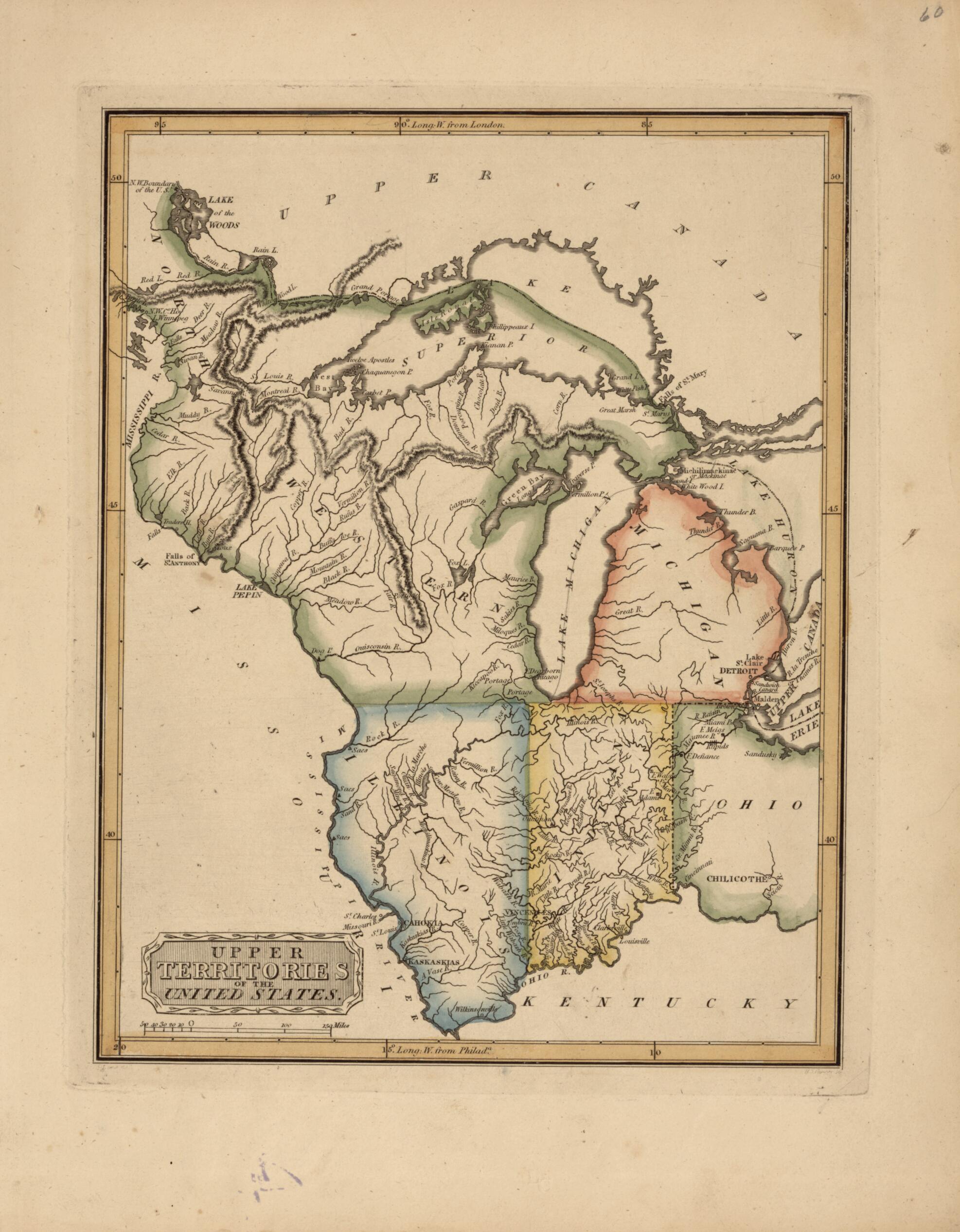 This old map of Upper Territories of the United States from a New and Elegant General Atlas, Containing Maps of Each of the United States from 1817 was created by Henry Schenck Tanner in 1817