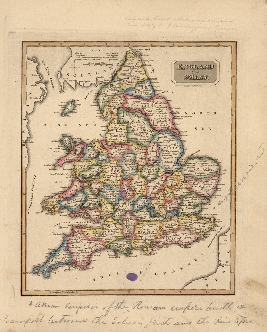 This old map of England and Wales from a New and Elegant General Atlas, Containing Maps of Each of the United States from 1817 was created by Henry Schenck Tanner in 1817
