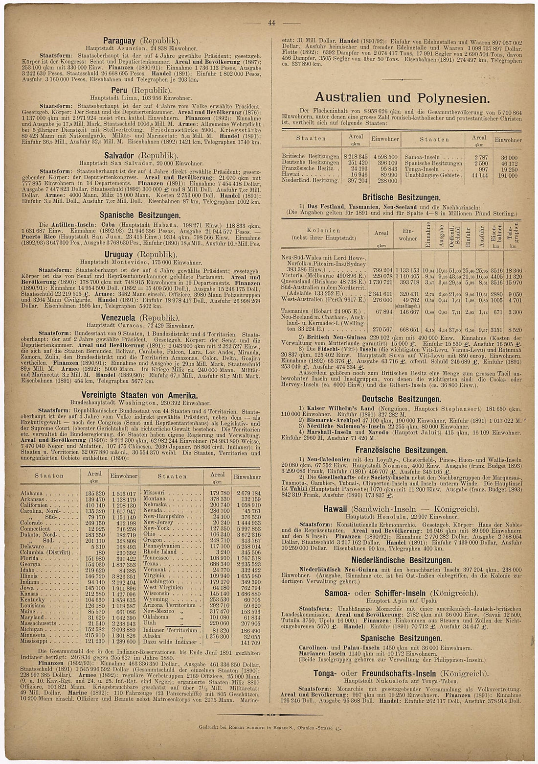 This old map of Paraguay from Neuer Grosser Hand-Atlas from 1894 was created by Verlag Von R. Grossmann in 1894