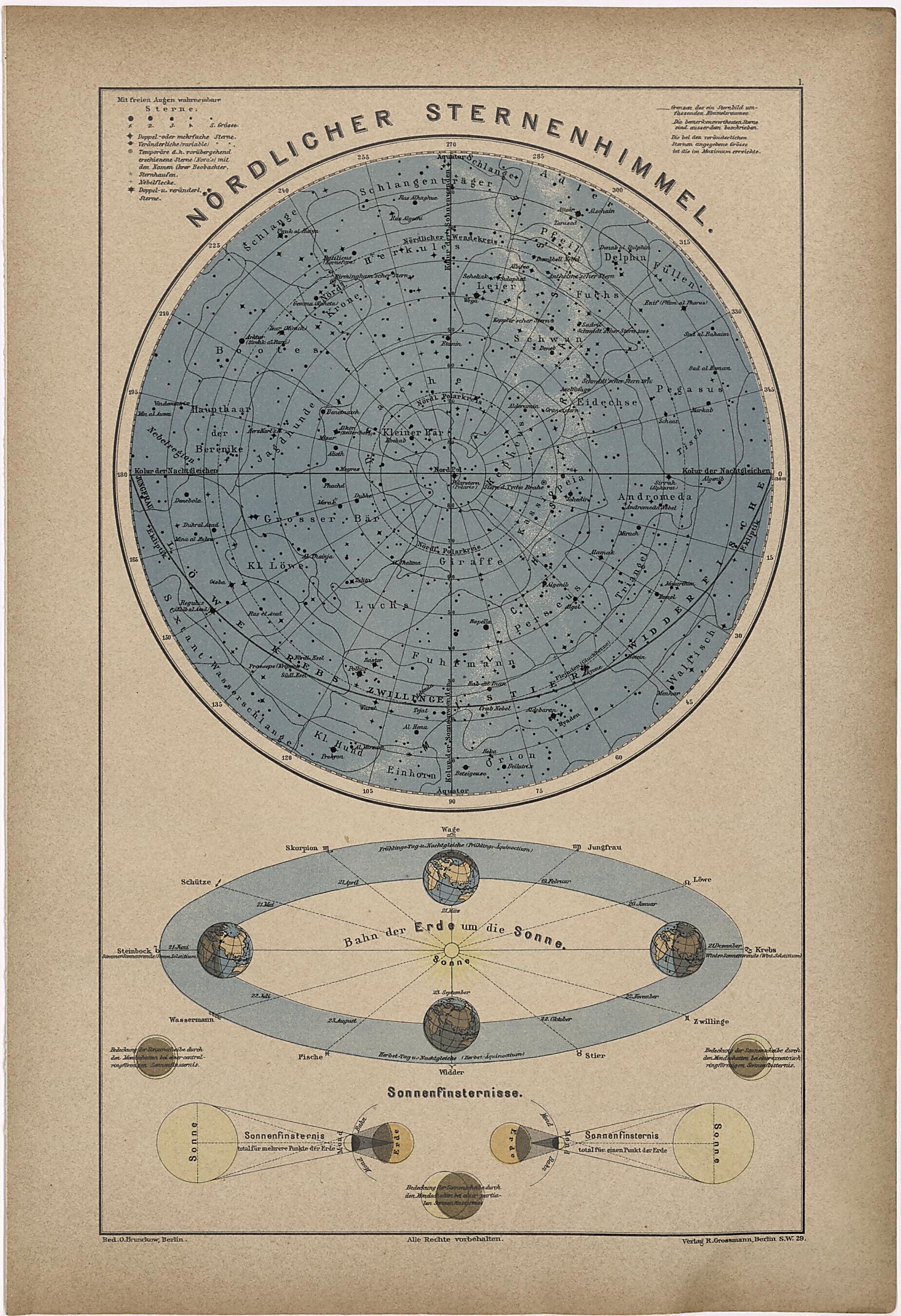 This old map of Nordlicher Sternehimmel from Neuer Grosser Hand-Atlas from 1894 was created by Verlag Von R. Grossmann in 1894