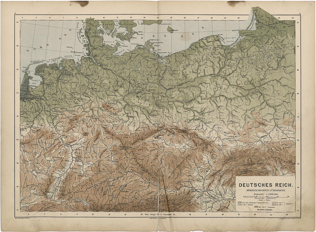 This old map of Deutsches Reich from Neuer Grosser Hand-Atlas from 1894 was created by Verlag Von R. Grossmann in 1894