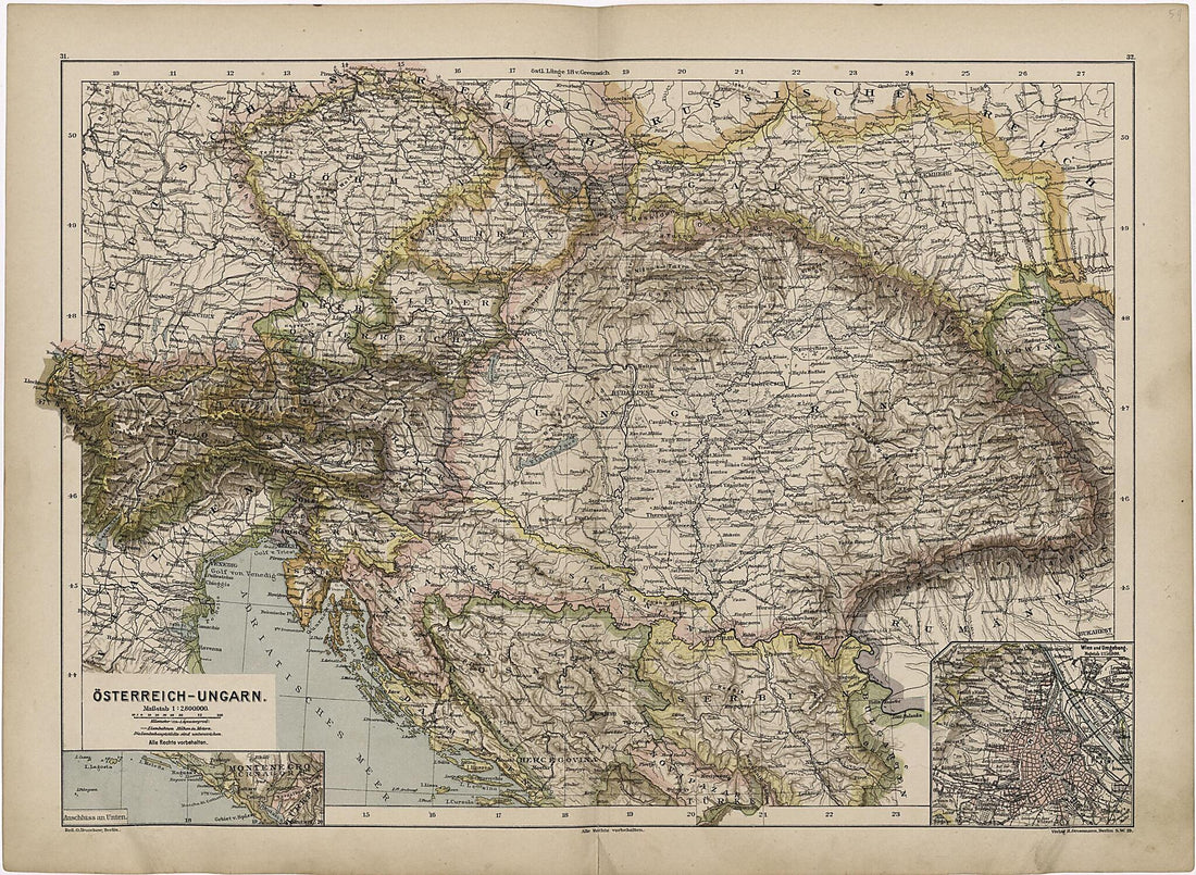 This old map of Osterreich-Ungarn from Neuer Grosser Hand-Atlas from 1894 was created by Verlag Von R. Grossmann in 1894