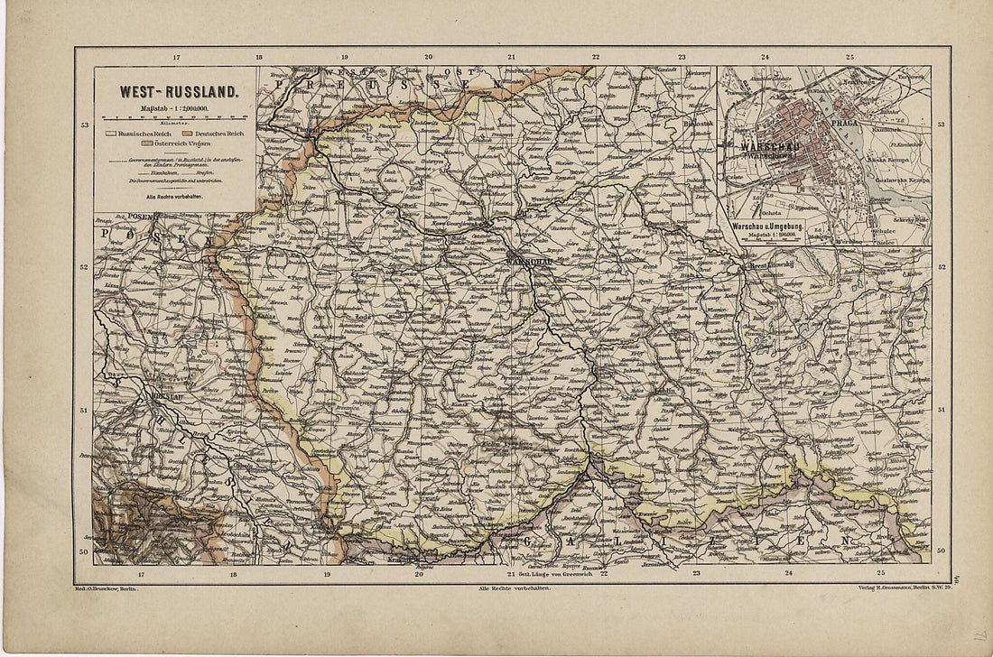 This old map of West- Russland from Neuer Grosser Hand-Atlas from 1894 was created by Verlag Von R. Grossmann in 1894