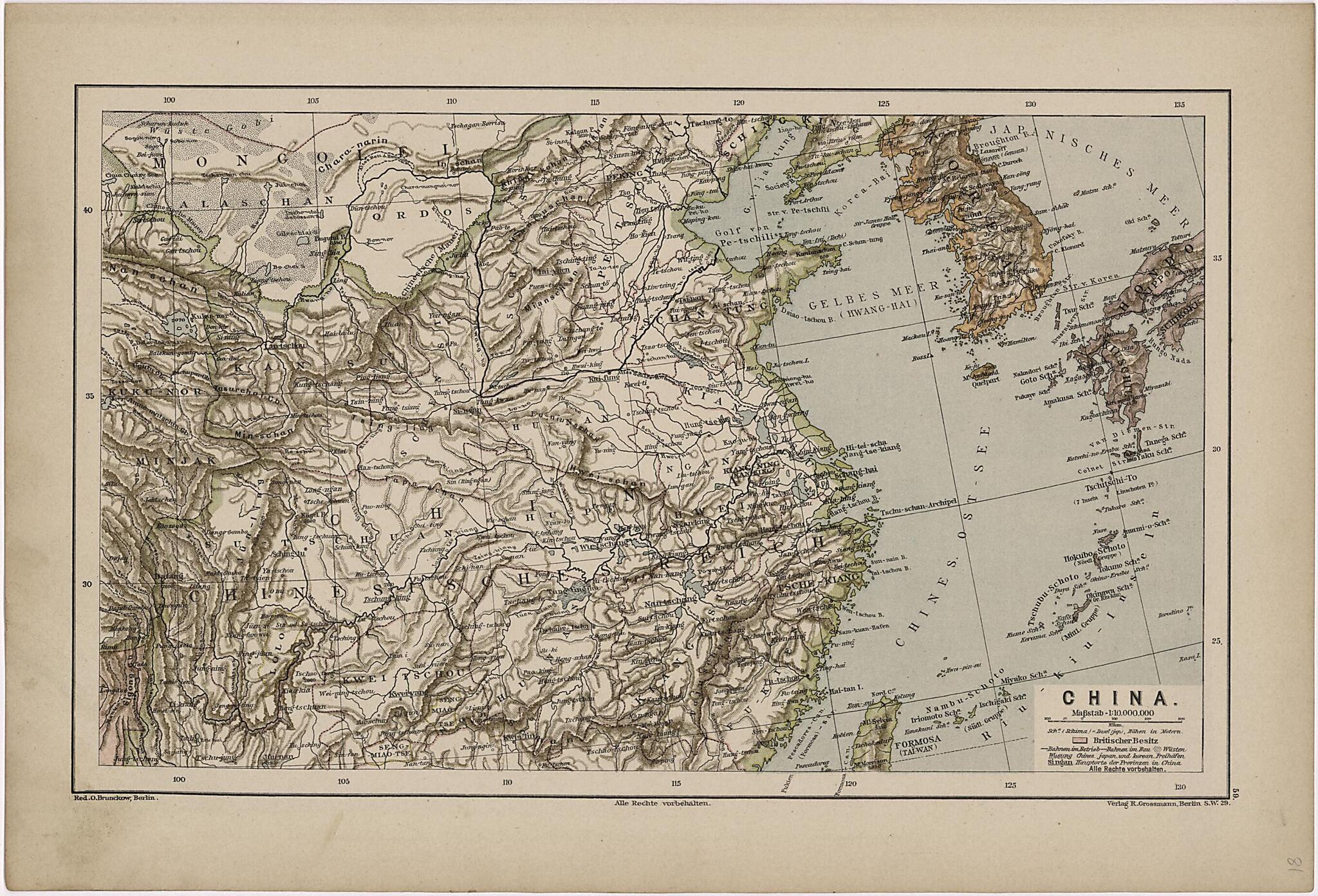 This old map of China from Neuer Grosser Hand-Atlas from 1894 was created by Verlag Von R. Grossmann in 1894