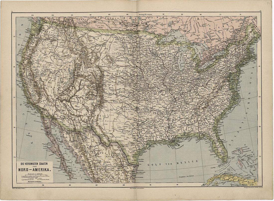 This old map of Nord- Amerika from Neuer Grosser Hand-Atlas from 1894 was created by Verlag Von R. Grossmann in 1894
