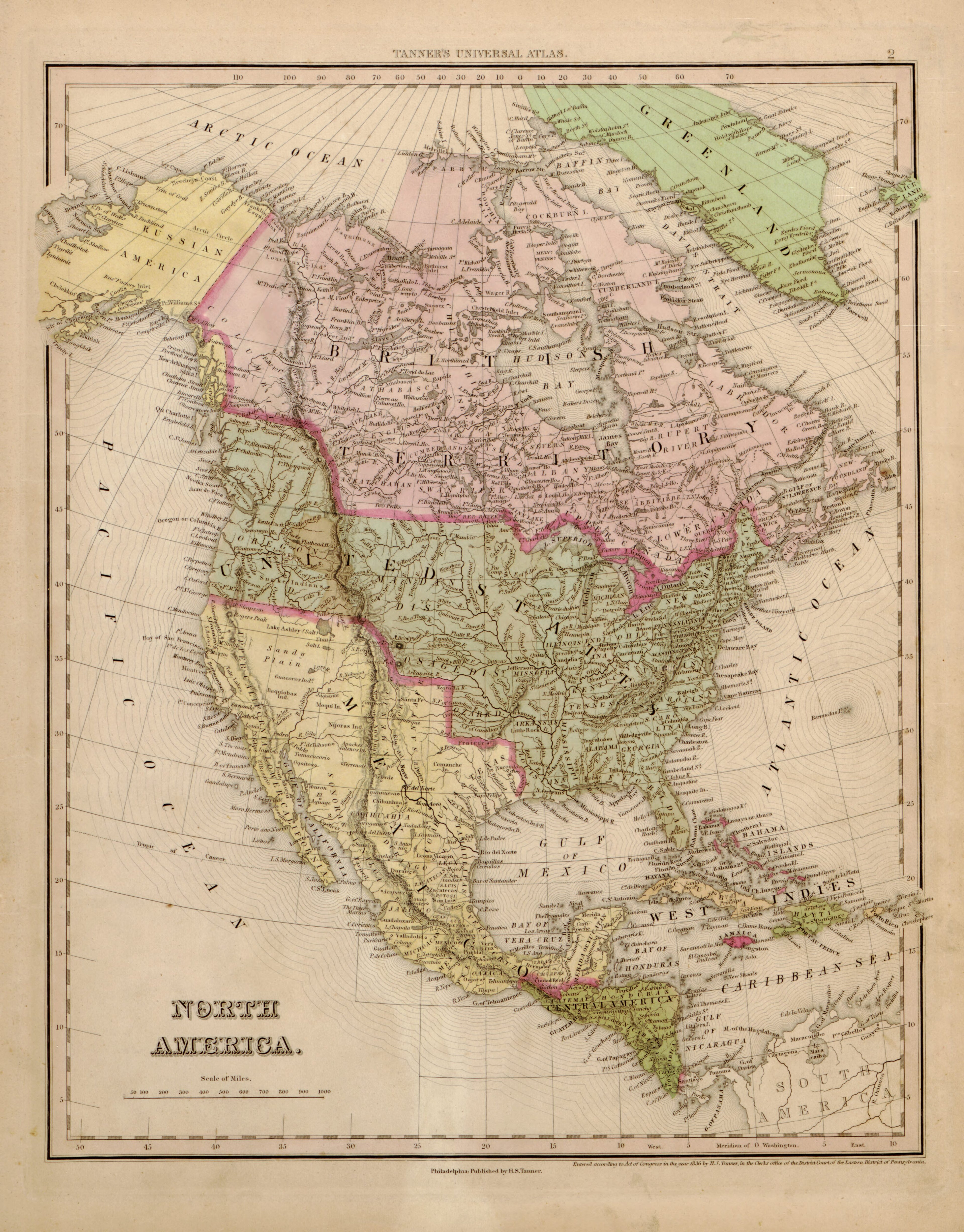 This hand drawn map of North America from Tanner&