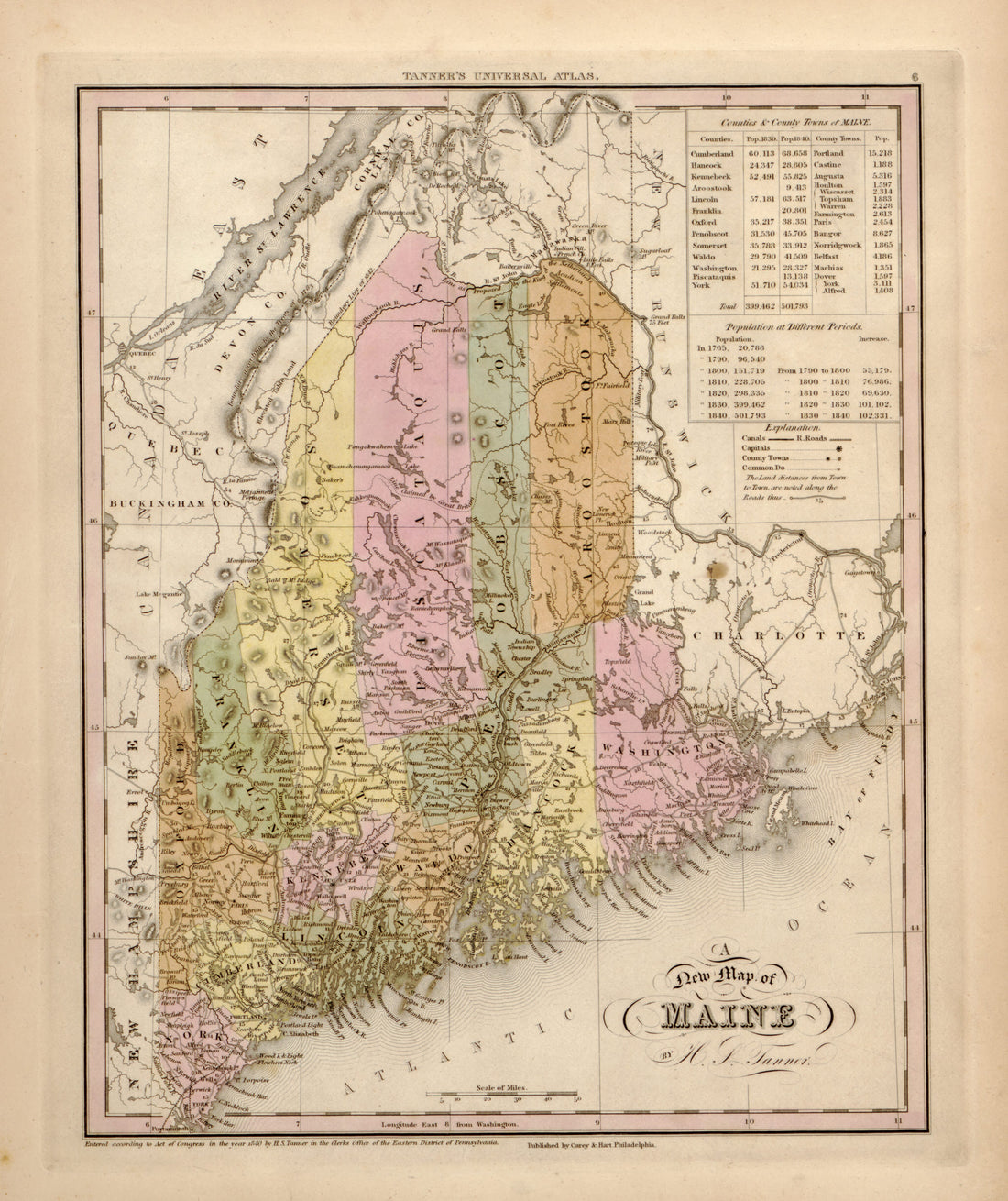 This hand drawn map of Maine from Tanner&