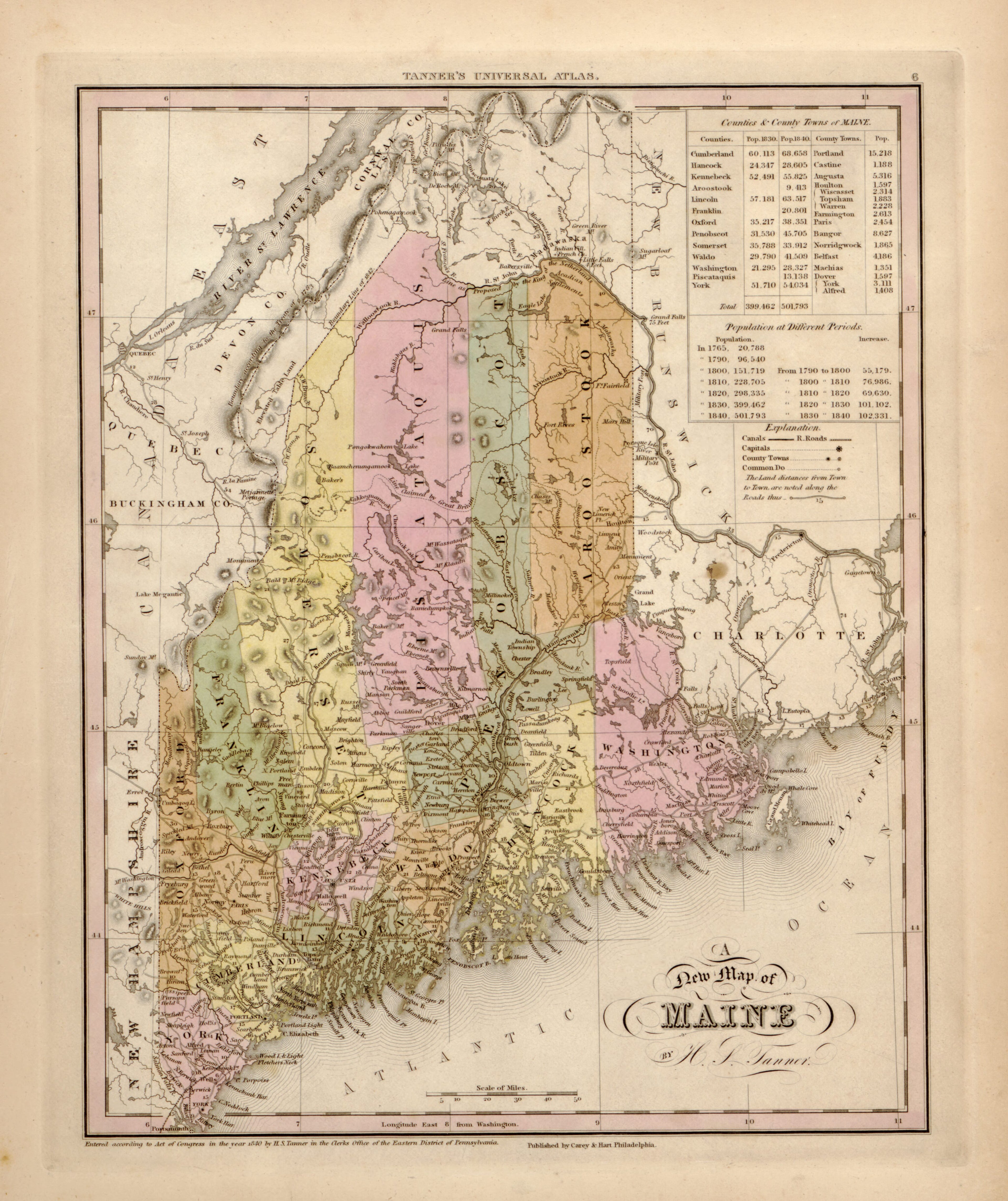 This hand drawn map of Maine from Tanner&