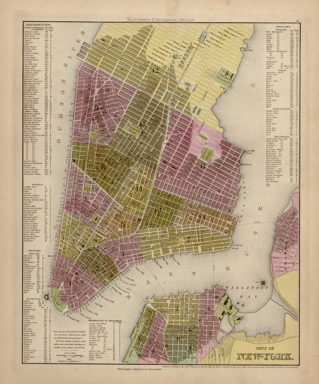 This hand drawn map of City of New York from Tanner&