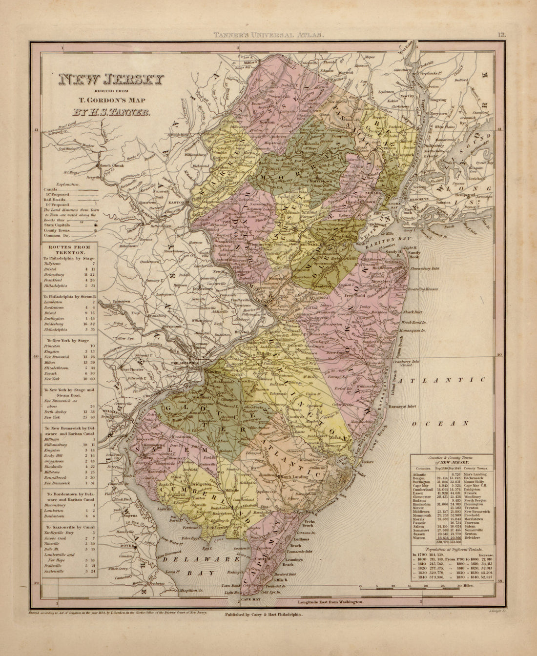 This hand drawn map of New Jersey from Tanner&