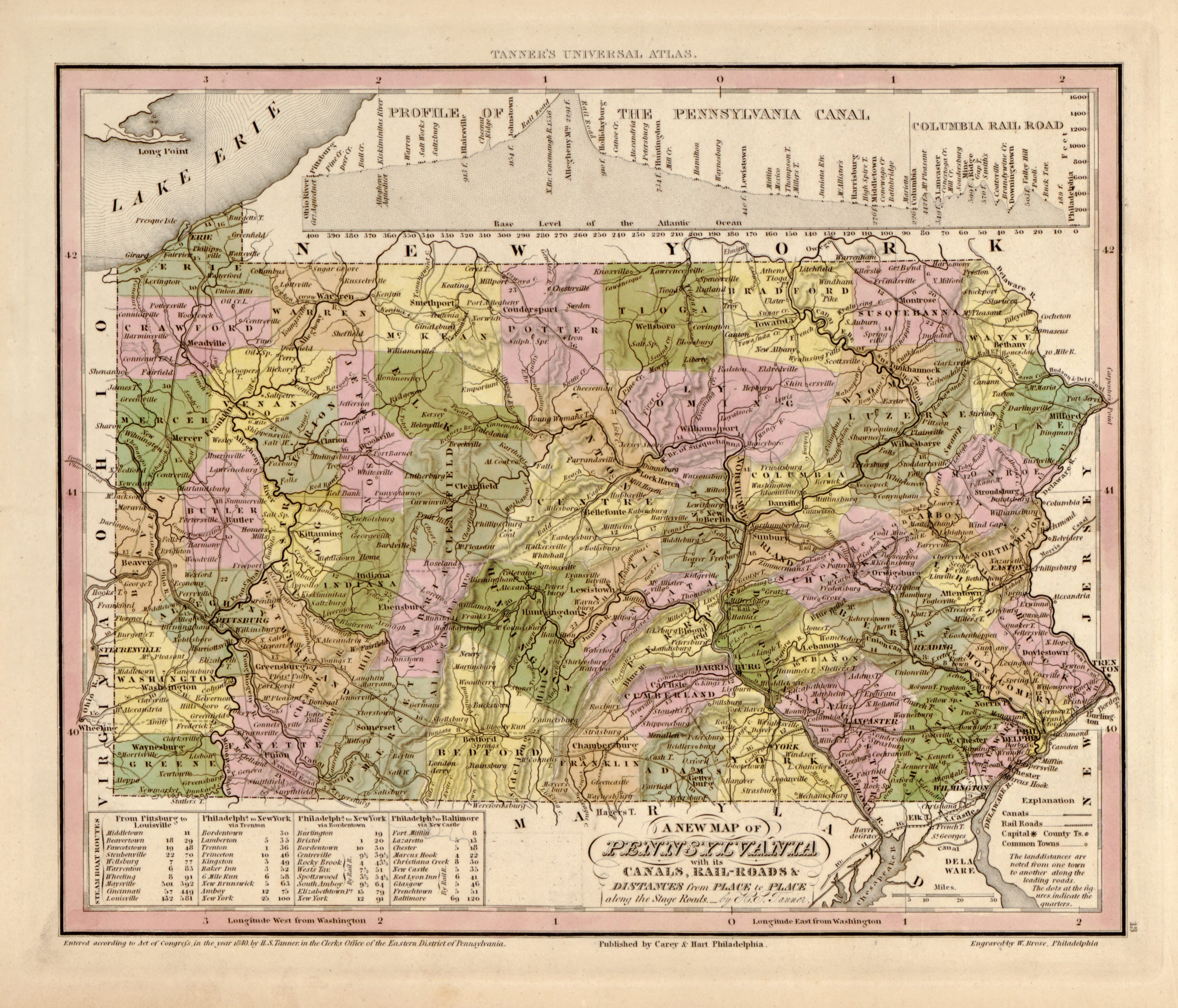 This hand drawn map of Pennsylvania from Tanner&