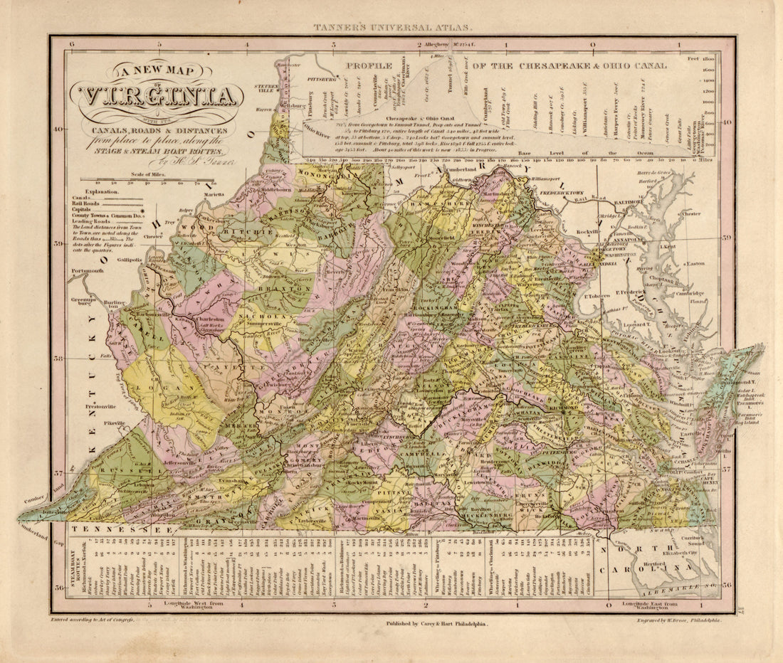 This hand drawn map of Virginia from Tanner&