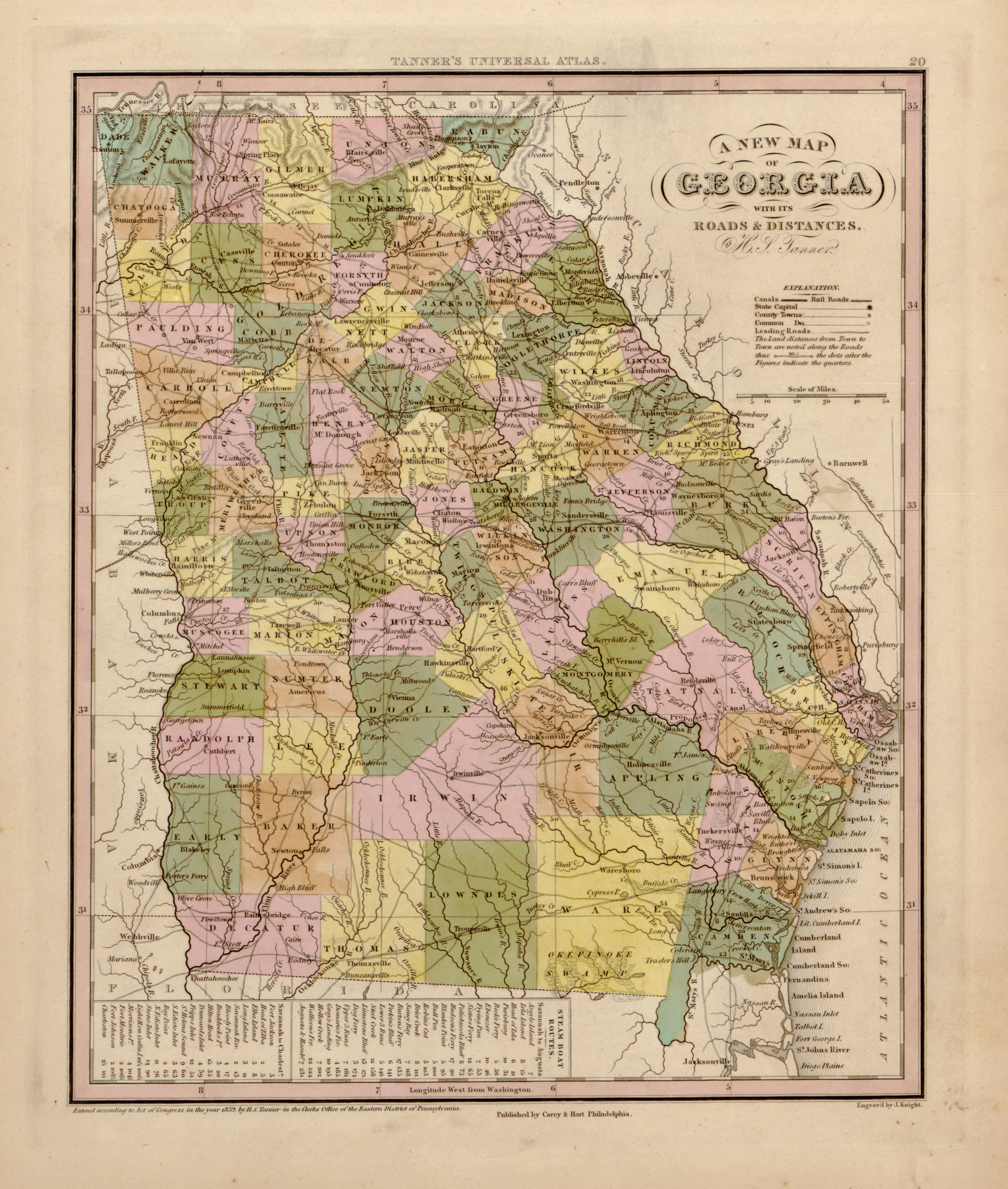 This hand drawn map of Georgia from Tanner&